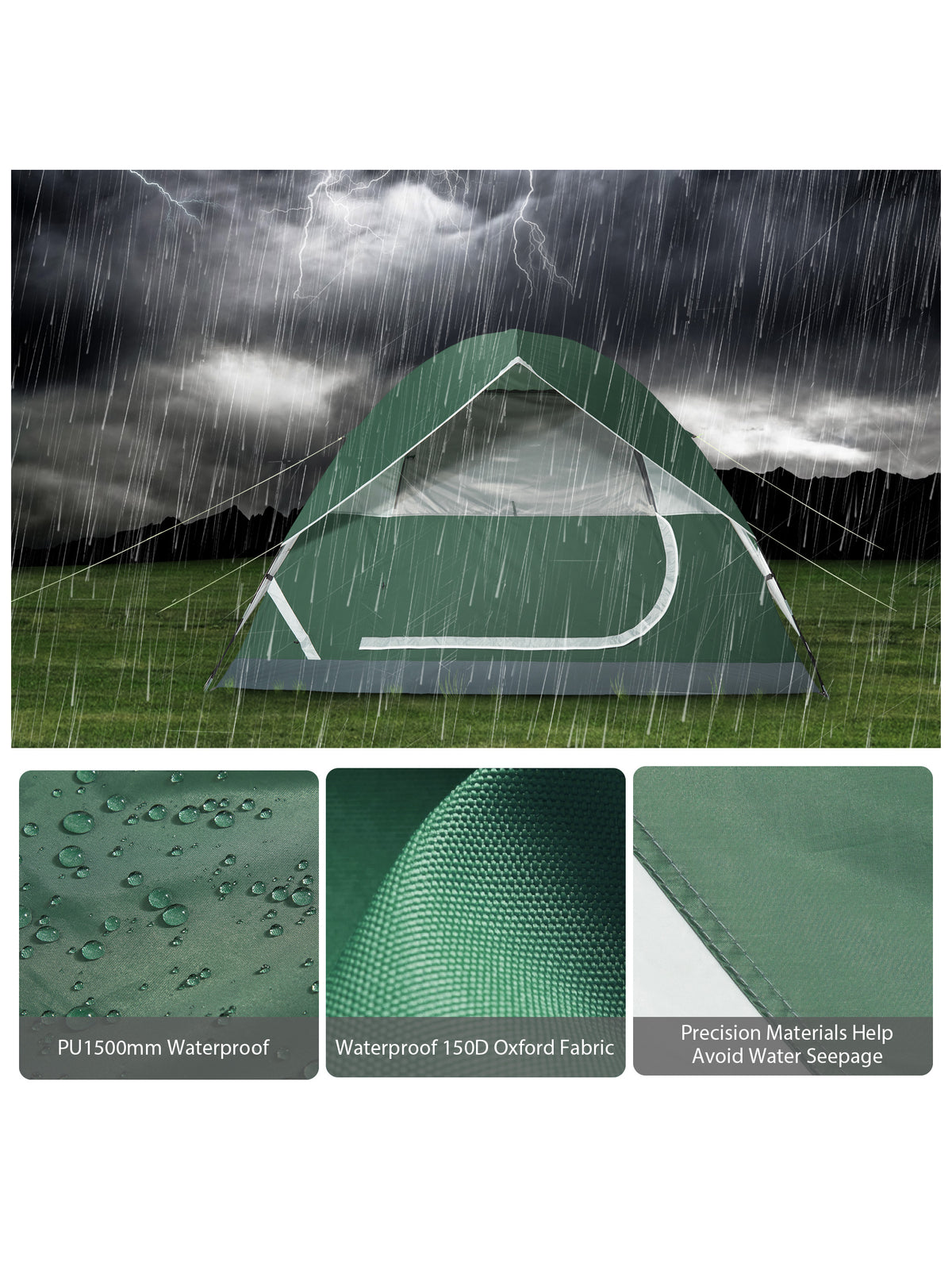 CAMEL CROWN 6-person dome camping tent, army green, view 16