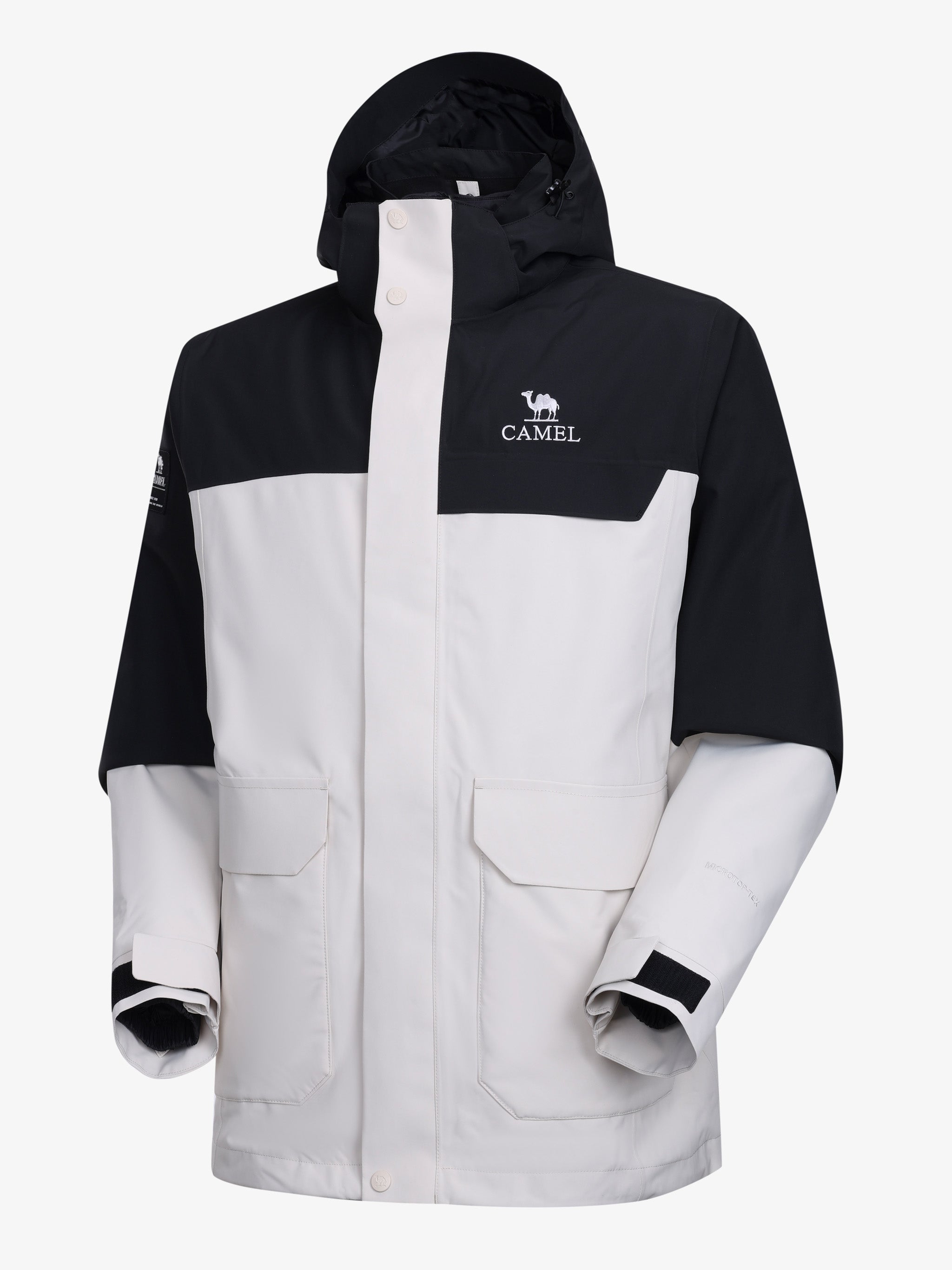 CAMEL Men's 3-in-1 Shell Jacket with Down Liner - A16CA6B027Y-hui+hei-2