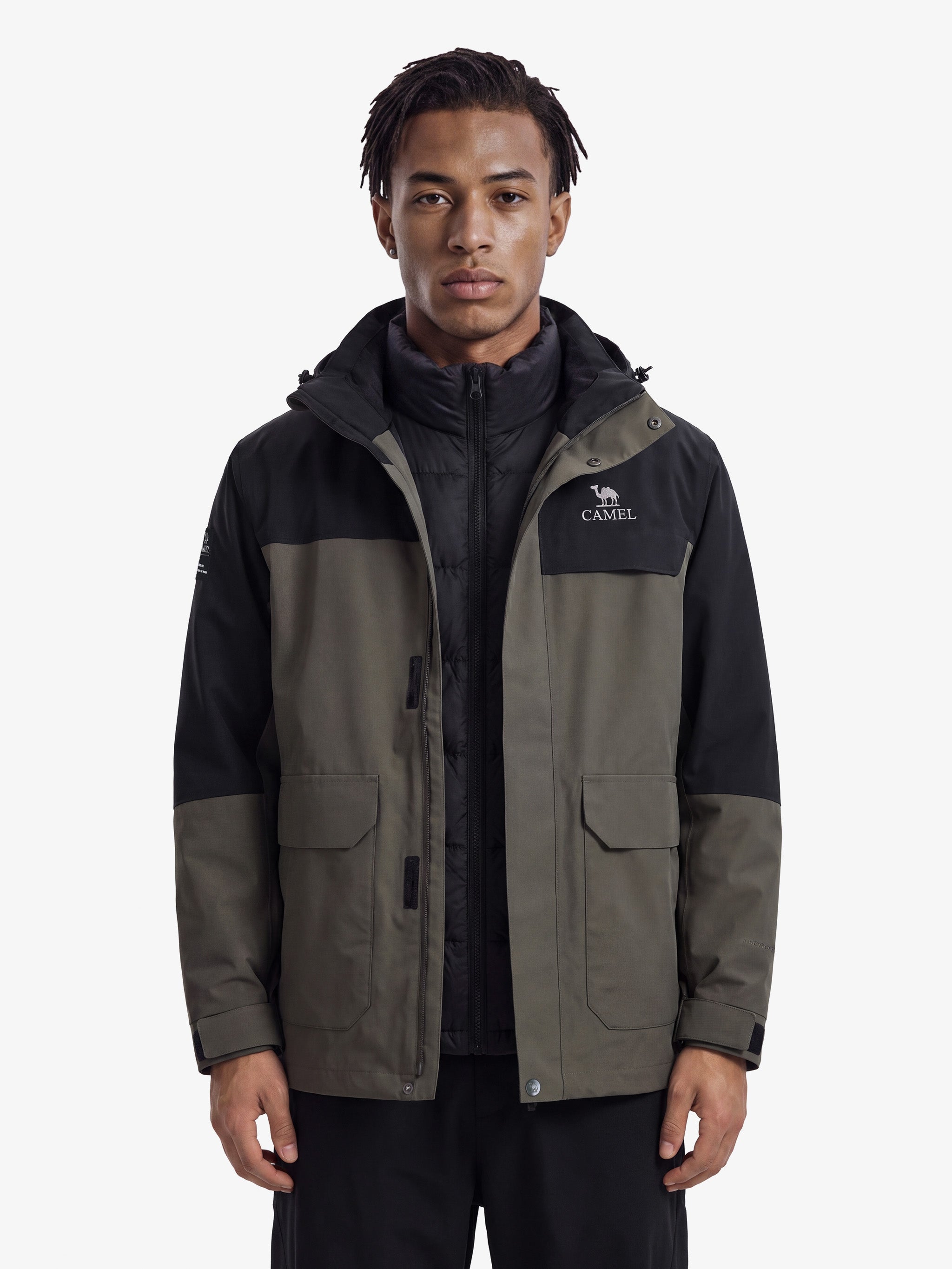 CAMEL Men's 3-in-1 Shell Jacket with Down Liner - A16CA6B027Y-lv+hei-4