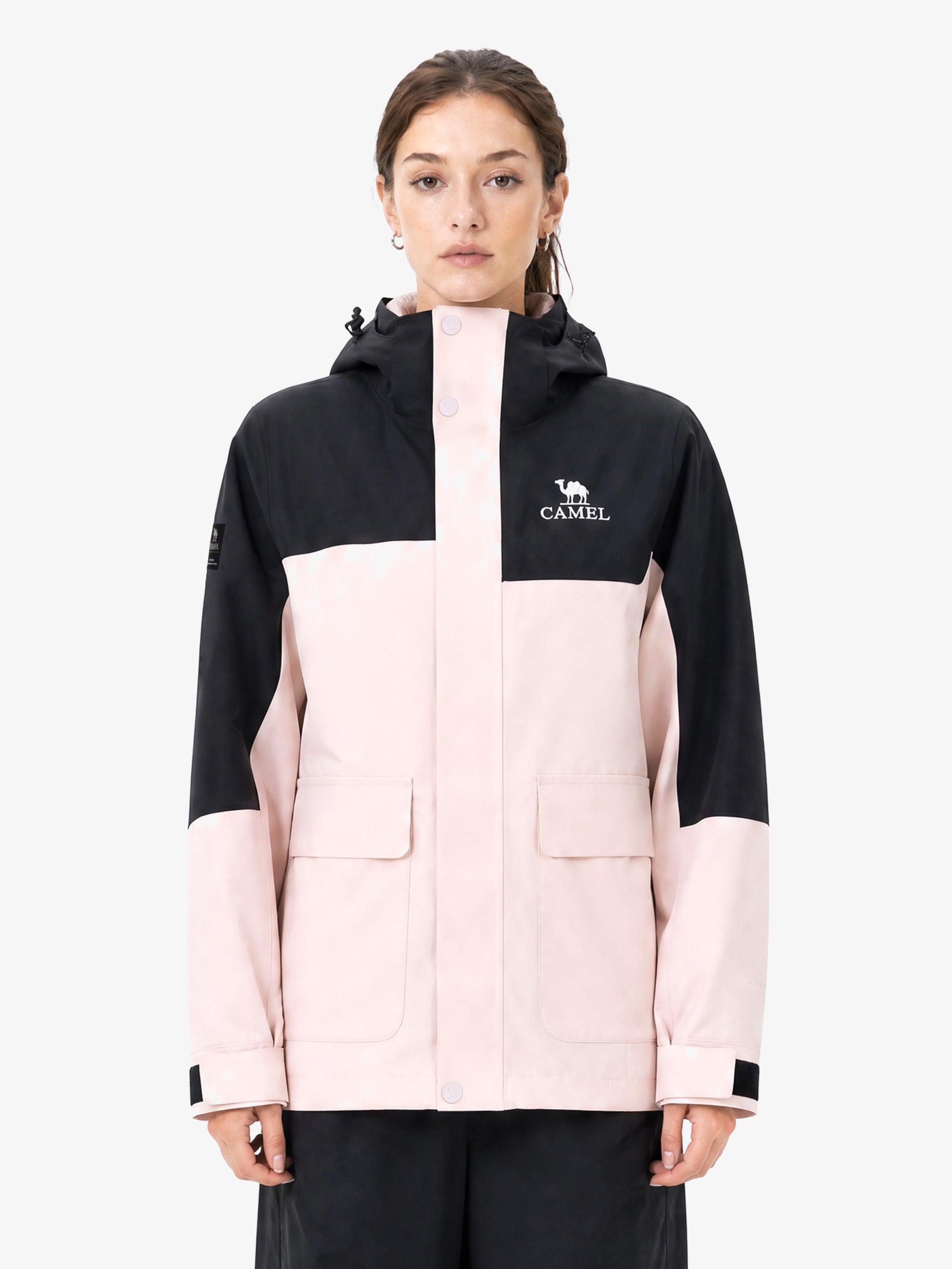 CAMEL Women's 3-in-1 Shell Jacket with Down Liner - A26CA6B050Y-fen+hei-6