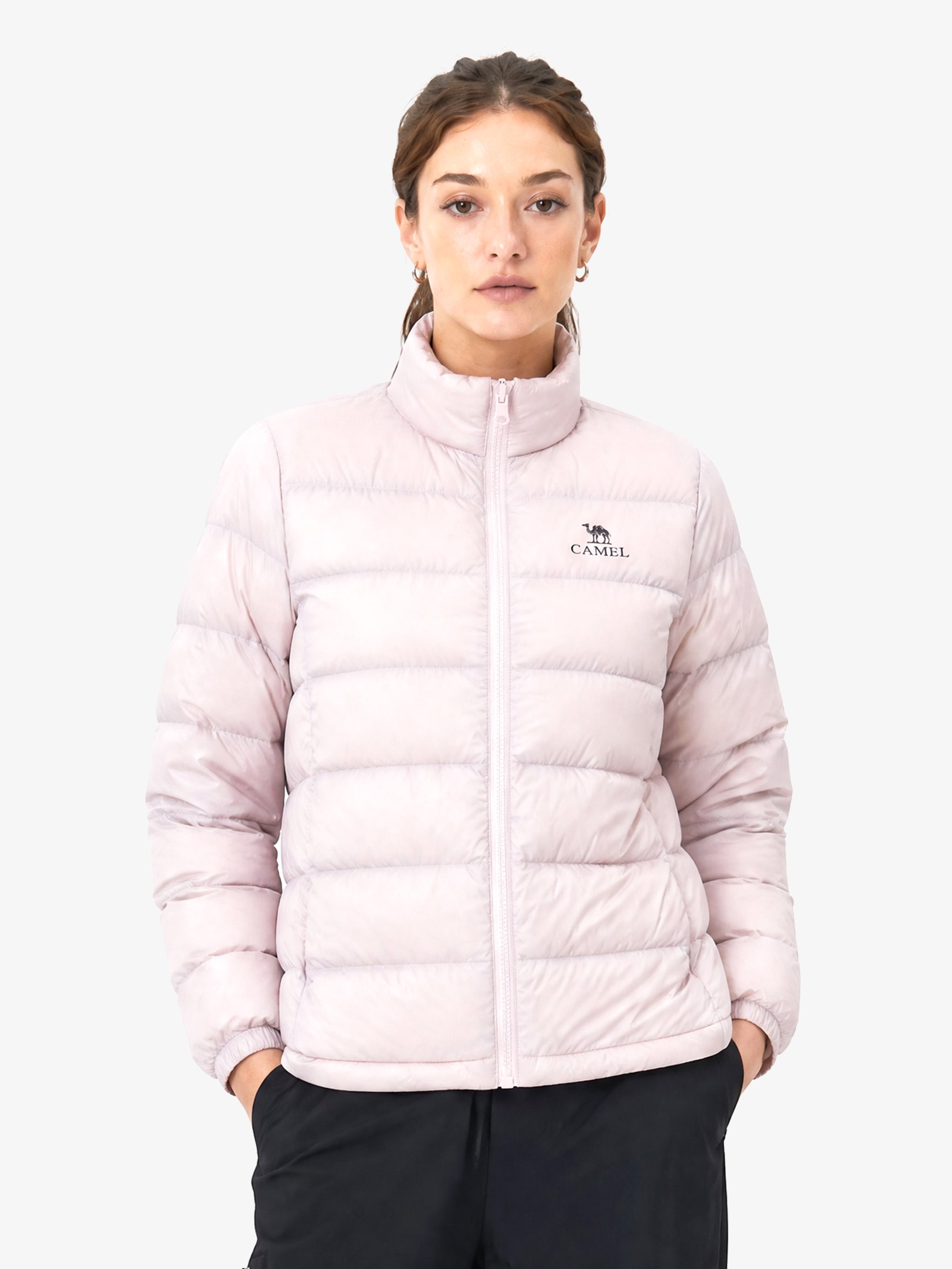 CAMEL Women's 3-in-1 Shell Jacket with Down Liner - A26CA6B050Y-fen+hei-8