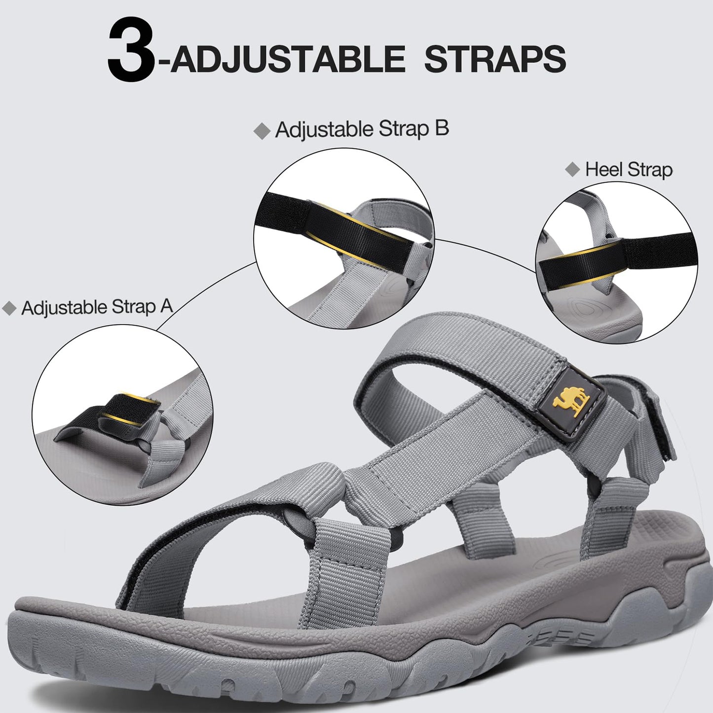 CAMELSPORTS Men's Hiking Sandals Open Toe Outdoor Beach Sandal Waterproof Sport Sandals Water Shoes for Athletic Walking