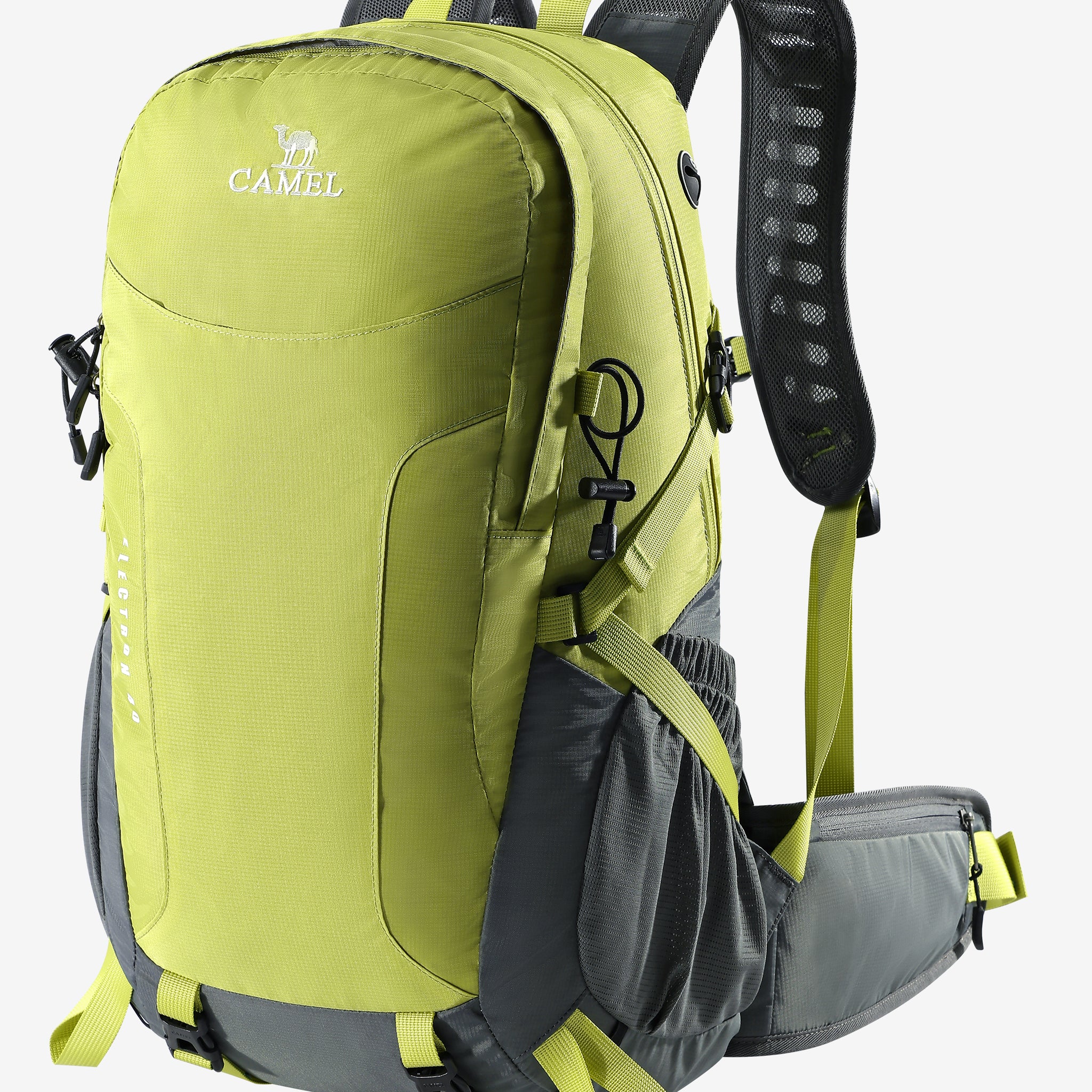 Side view of Camel 40L Lightweight Outdoor Backpack designed for outdoor use with lightweight build and stable carry