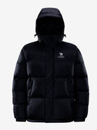 Camel Cordura® Paneled Puffer Down Jacket in black color, goose down, waterproof shell, heat-reflective lining for warmth