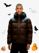 Front view of Camel Cordura® Paneled Puffer Down Jacket, 220g goose down, waterproof shell, heat-reflective lining for warmth