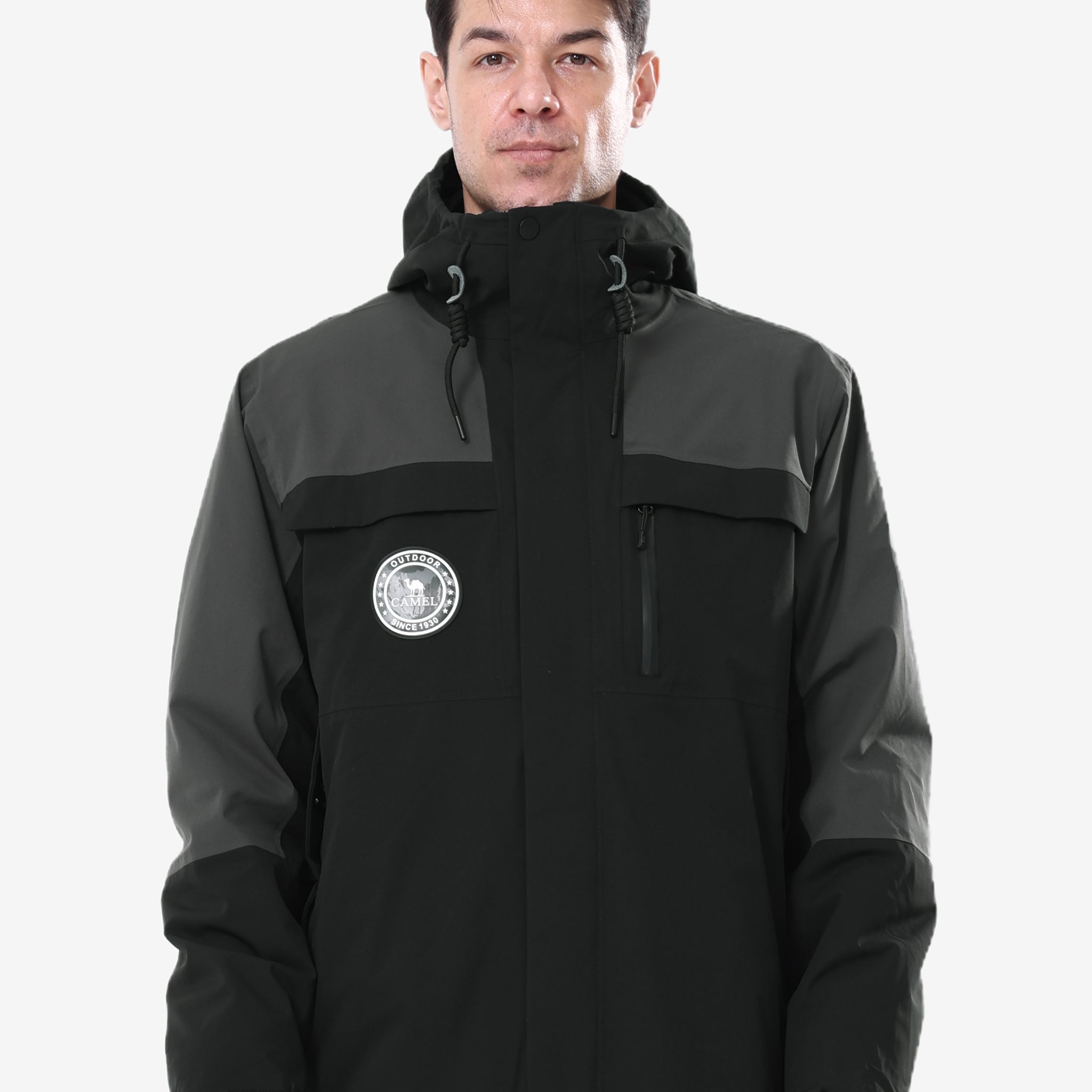 Front view of Camel Crown Men’s Arctic Sentinel Pro 3-in-1 Jacket, high waterproof, detachable fleece liner, outdoor hiking