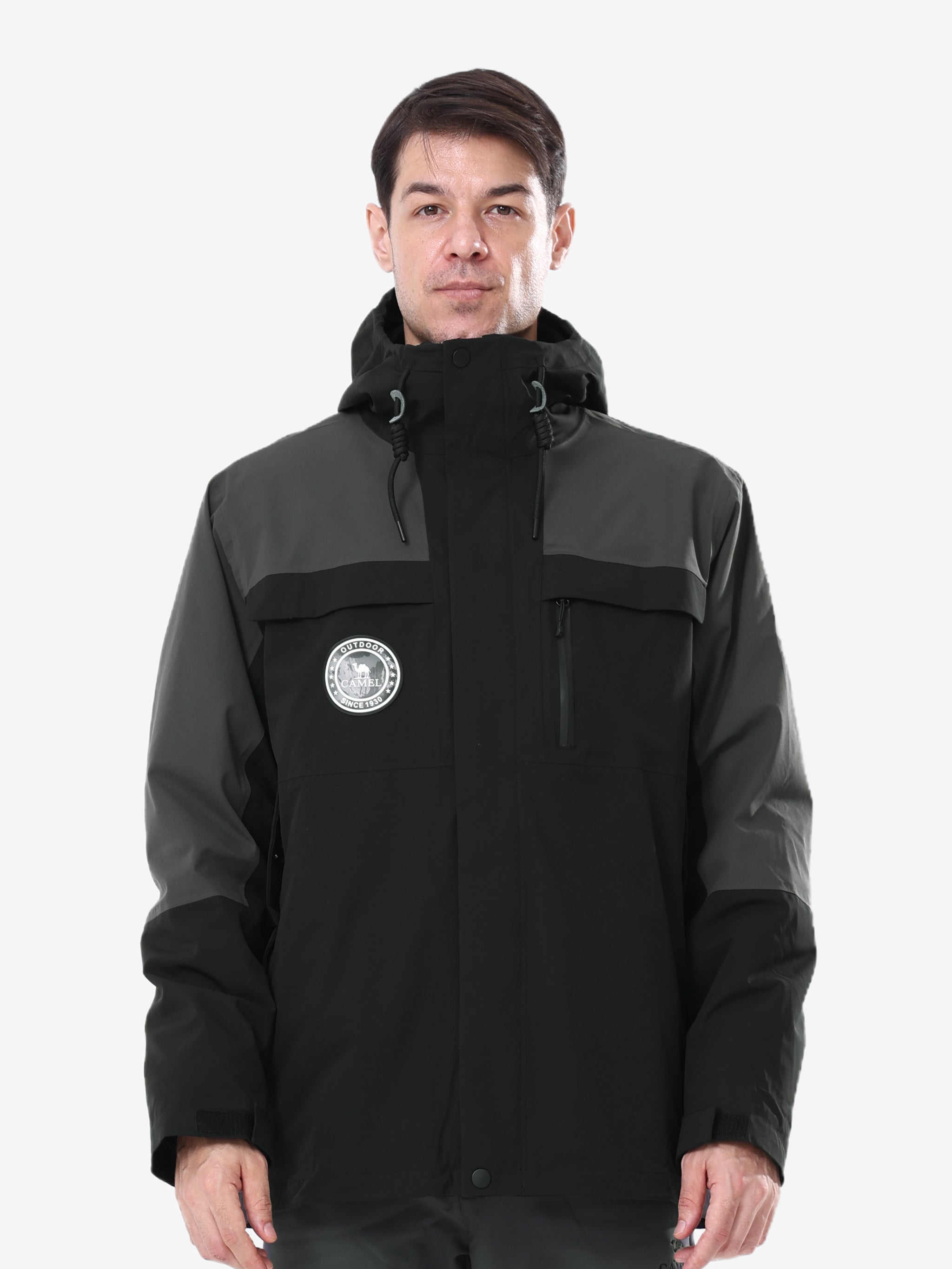 Front view of Camel Crown Men’s Arctic Sentinel Pro 3-in-1 Jacket, high waterproof, detachable fleece liner, outdoor hiking