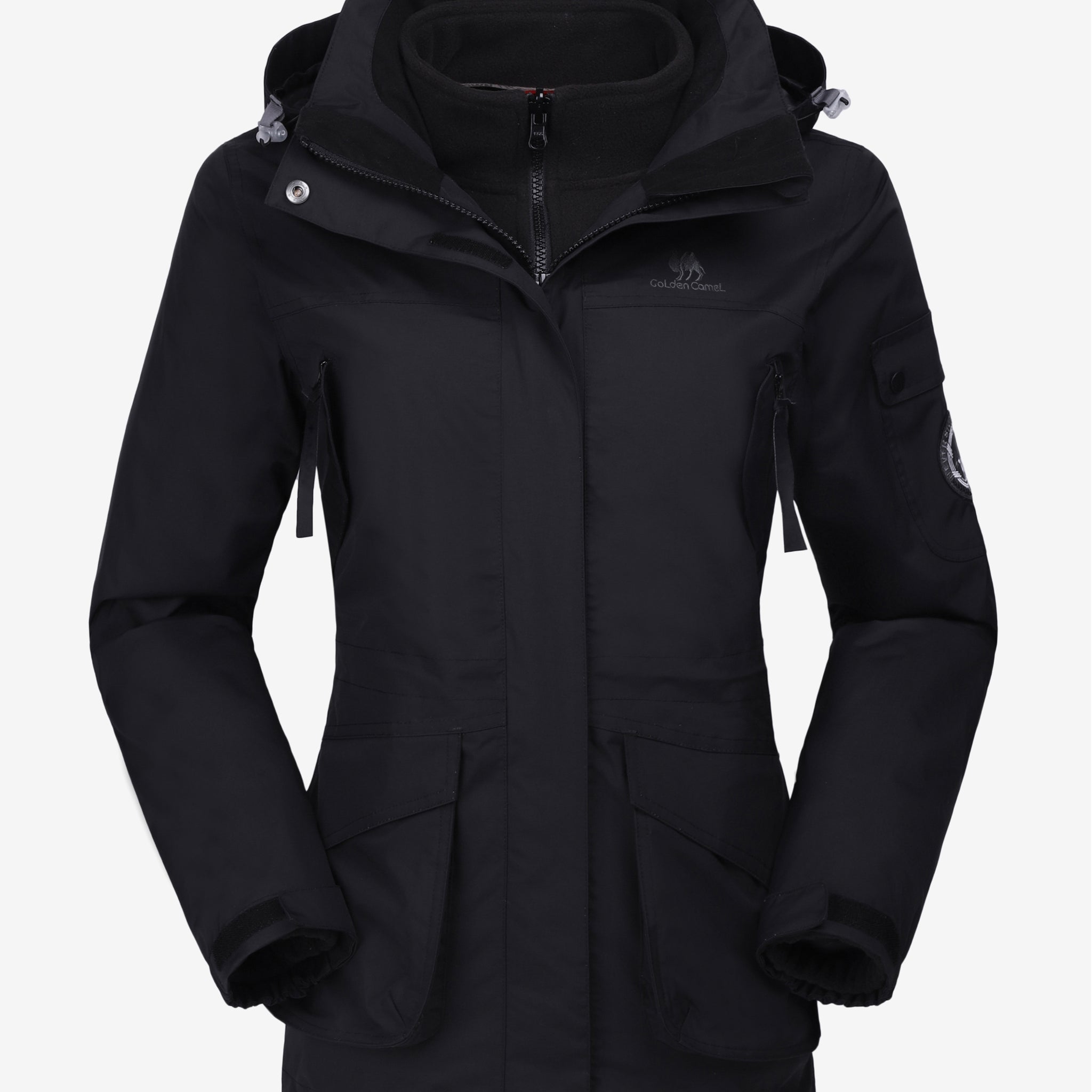 Camel Crown Women’s Arctic Sentinel Pro 3-in-1 Fleece Jacket in black color, Waterproof, keep warm for women's hiking