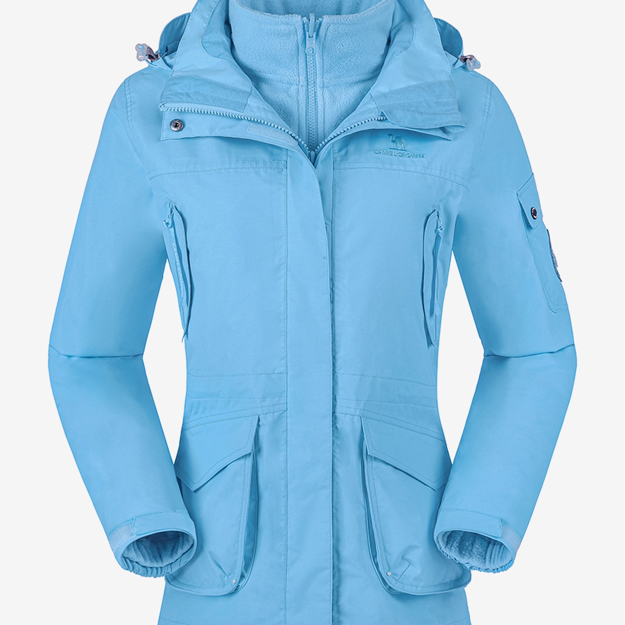 Camel Crown Women’s Arctic Sentinel Pro 3-in-1 Fleece Jacket in blue color, Waterproof, keep warm for women's hiking
