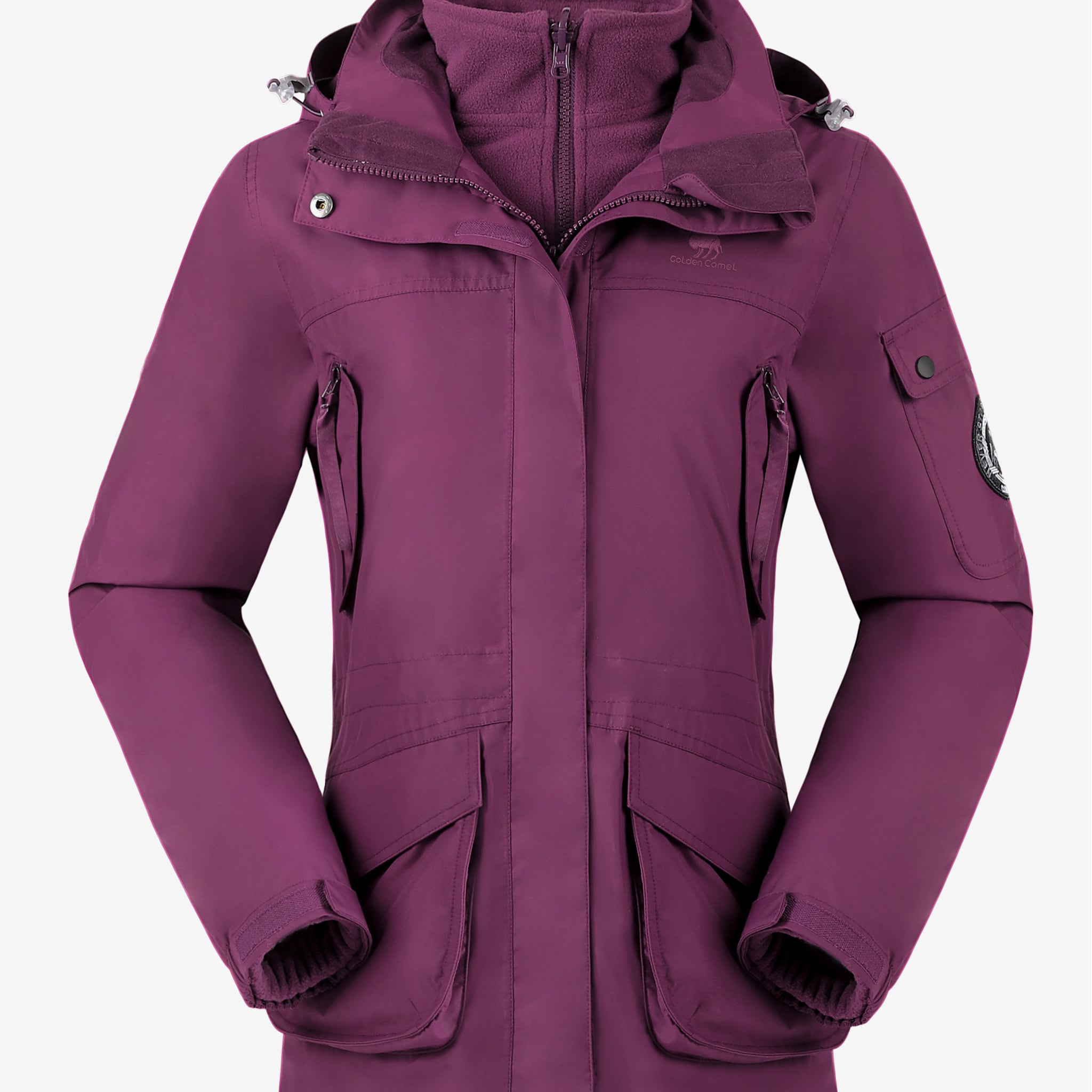 Camel Crown Women’s Arctic Sentinel Pro 3-in-1 Fleece Jacket in purple color, Waterproof, keep warm for women's hiking