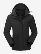 Camel Crown Women’s Arctic Sentinel 3-in-1 Jacket Multi Pockets in black color, warm fleece, adjustable fit outdoor design