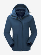 Camel Crown Women’s Arctic Sentinel 3-in-1 Jacket Multi Pockets in blue color, warm fleece, adjustable fit outdoor design
