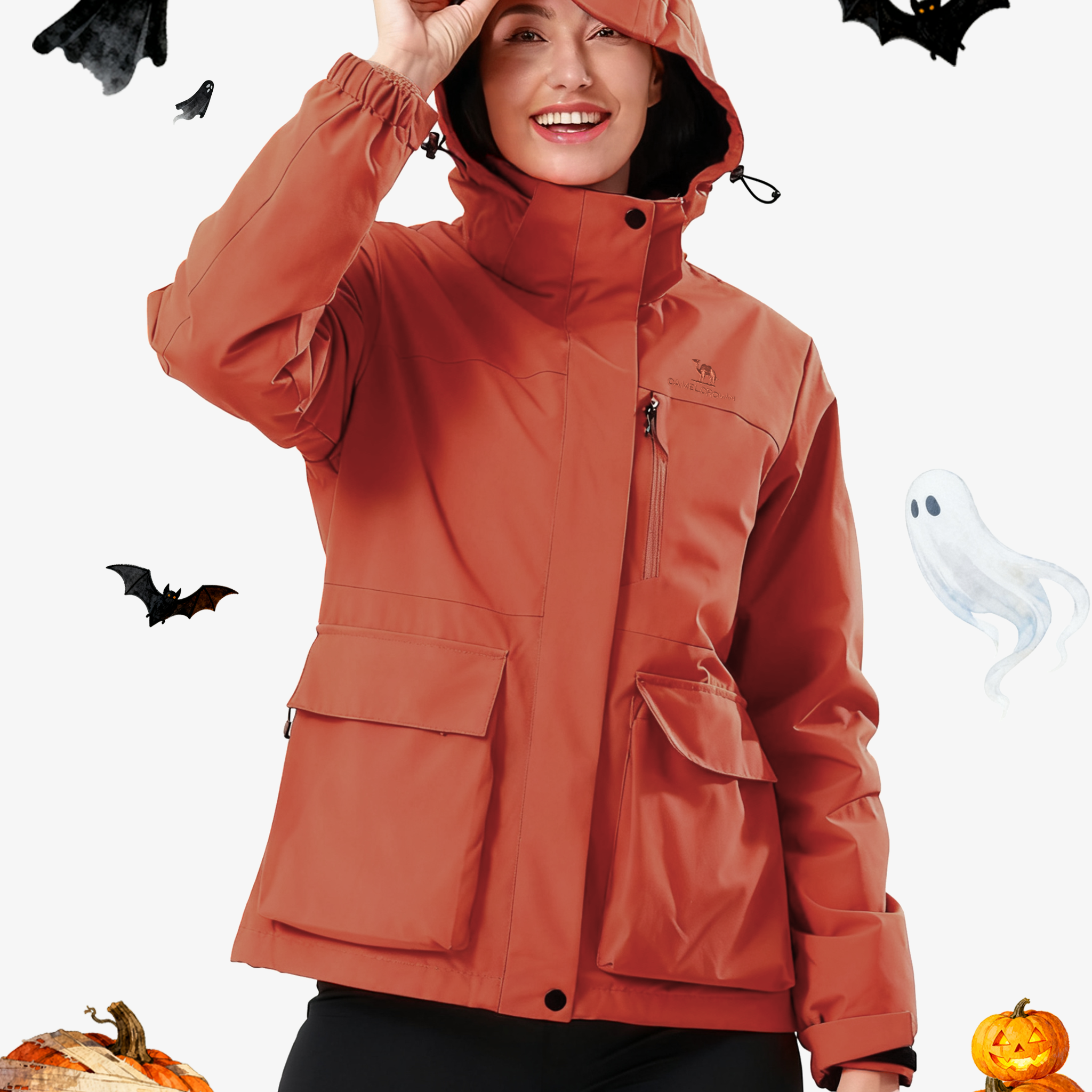 Front view of Camel Crown Women’s Arctic Sentinel 3-in-1 Jacket Multi Pockets, warm fleece, adjustable fit outdoor design