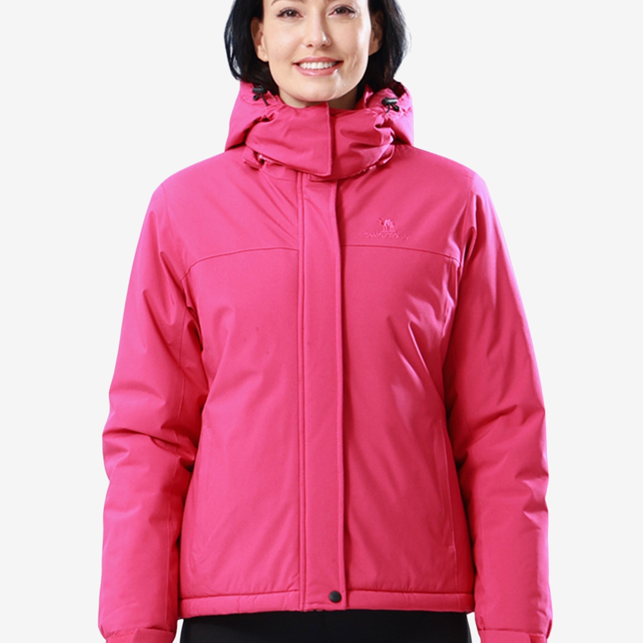 Front view of Camel Crown Women’s Urban Edge Fleece Jacket Detachable Hood, warm fleece lining, windproof coverage.
