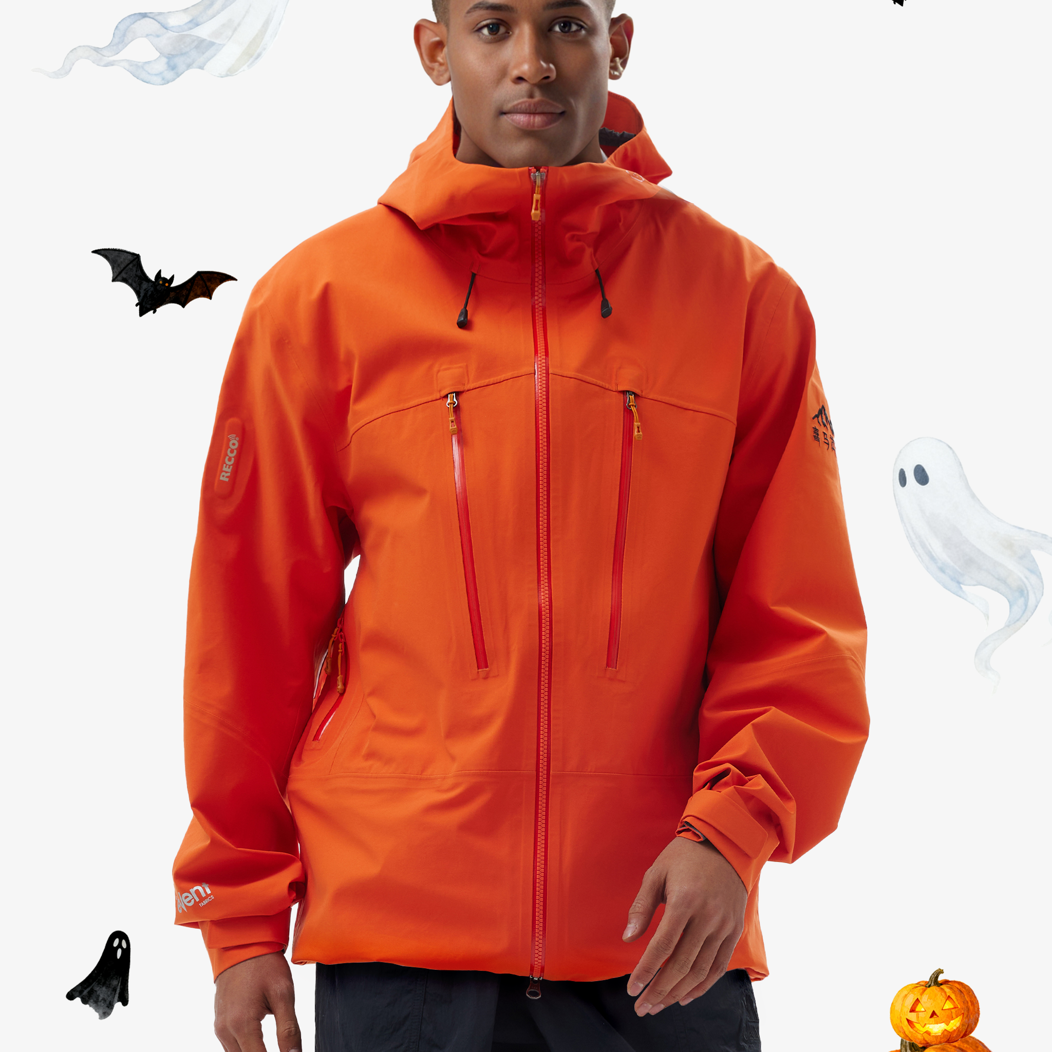 Front view of Camel Interstellar Traverse eVent® Outdoor Jacket, waterproof breathable alpine hardshell with RECCO reflector