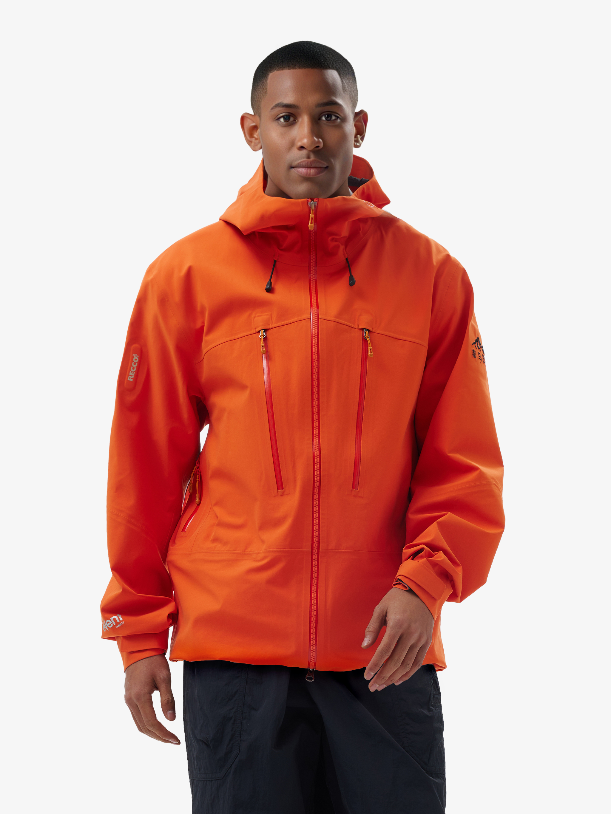 Front view of Camel Interstellar Traverse eVent® Outdoor Jacket, waterproof breathable alpine hardshell with RECCO reflector