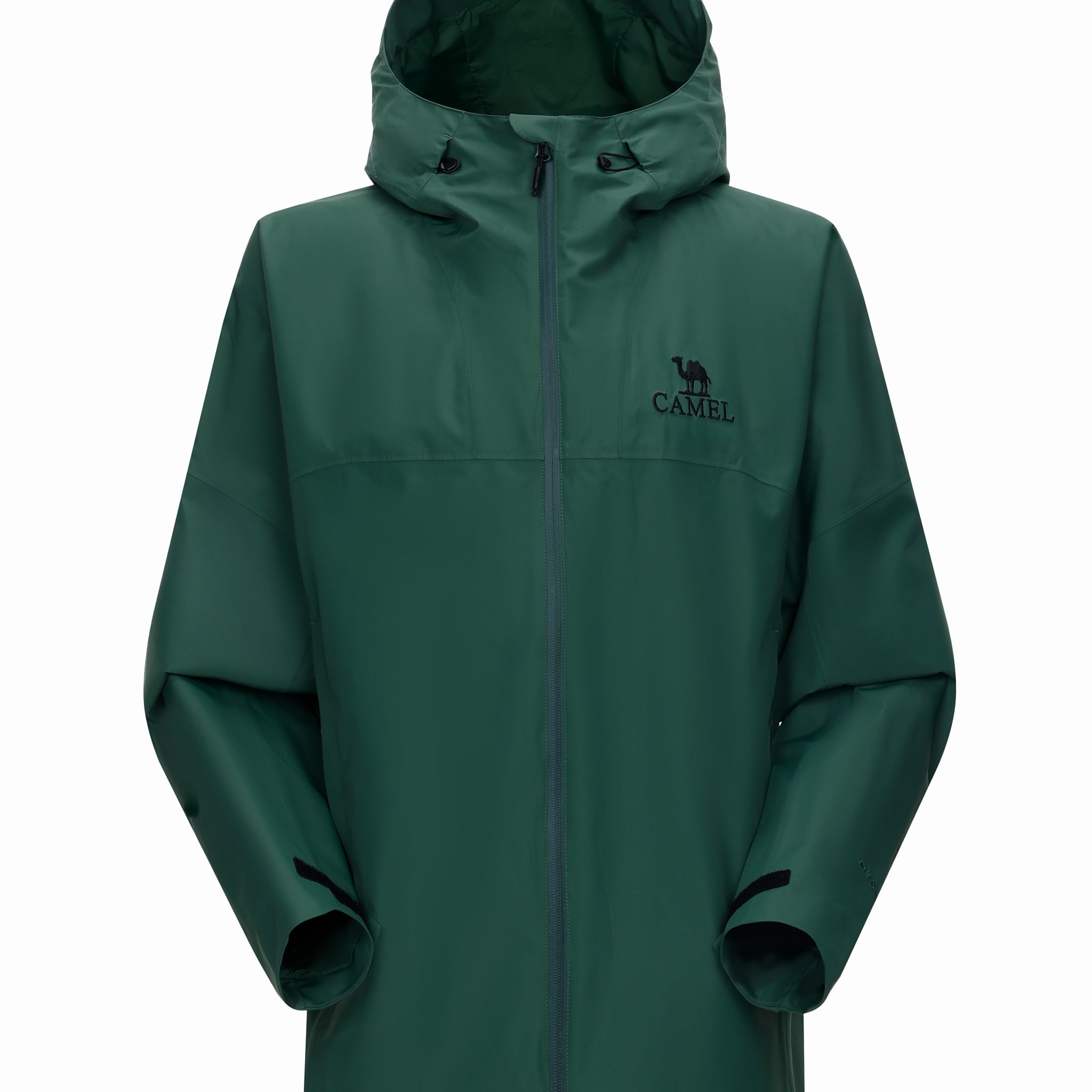Camel Interstellar Traverse Lightweight Shell Rain Jacket in green color, with breathable 3D ergonomic cut and rainproof