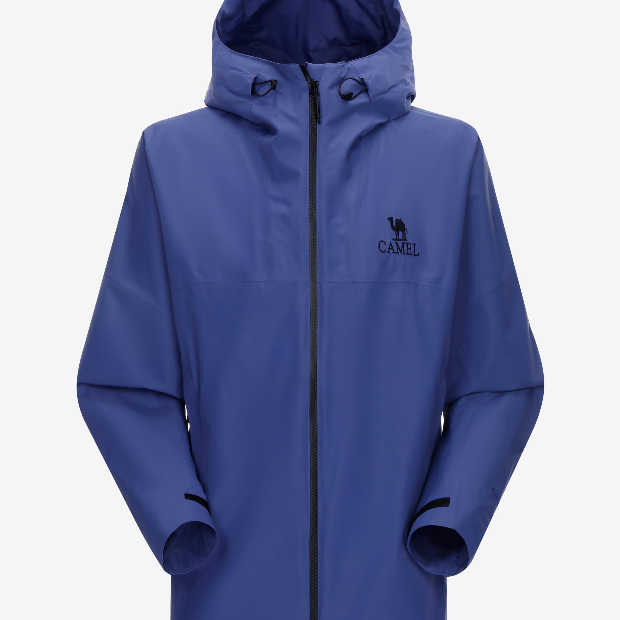 Camel Interstellar Traverse Lightweight Shell Rain Jacket in navy color, with breathable 3D ergonomic cut and rainproof
