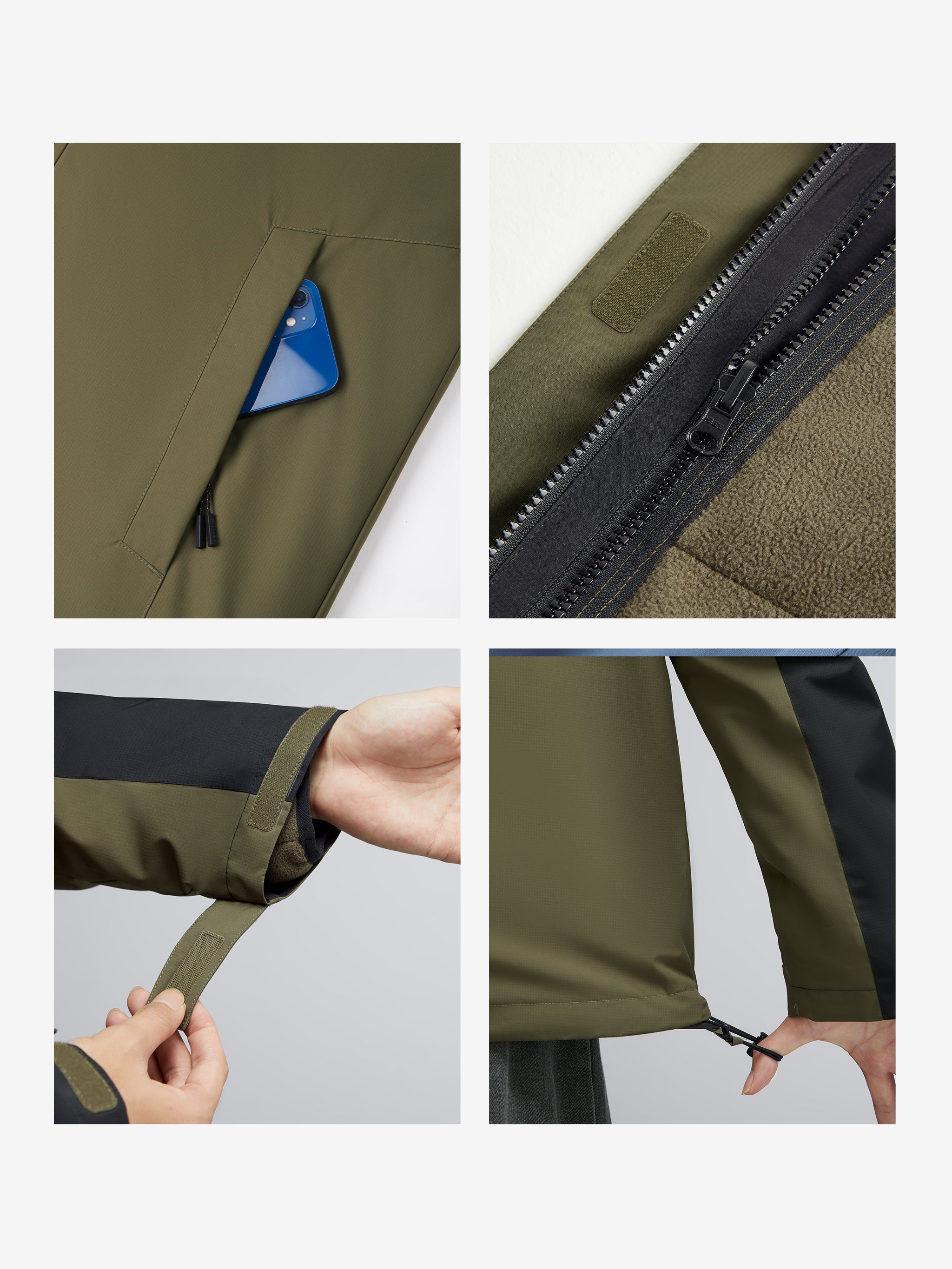 Details of Camel Men’s Arctic Sentinel 3-in-1 Jacket Chest Pocket delivering waterproof, breathable, thermal performance.