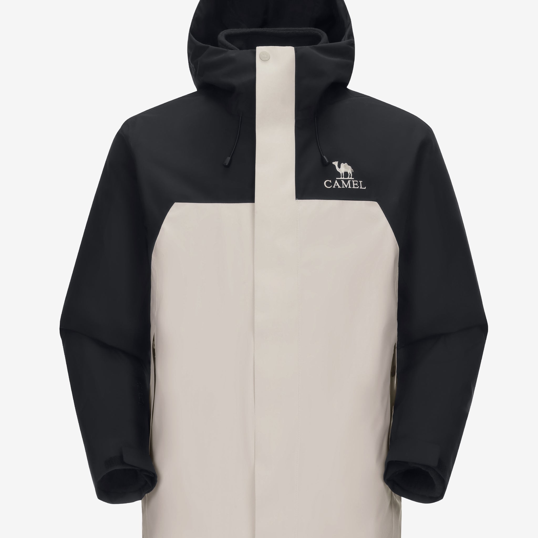 Camel Men’s Arctic Sentinel Elite Toray Dermizax® 3-in-1 Jacket in black & gray, windproof coat with far-infrared fleece