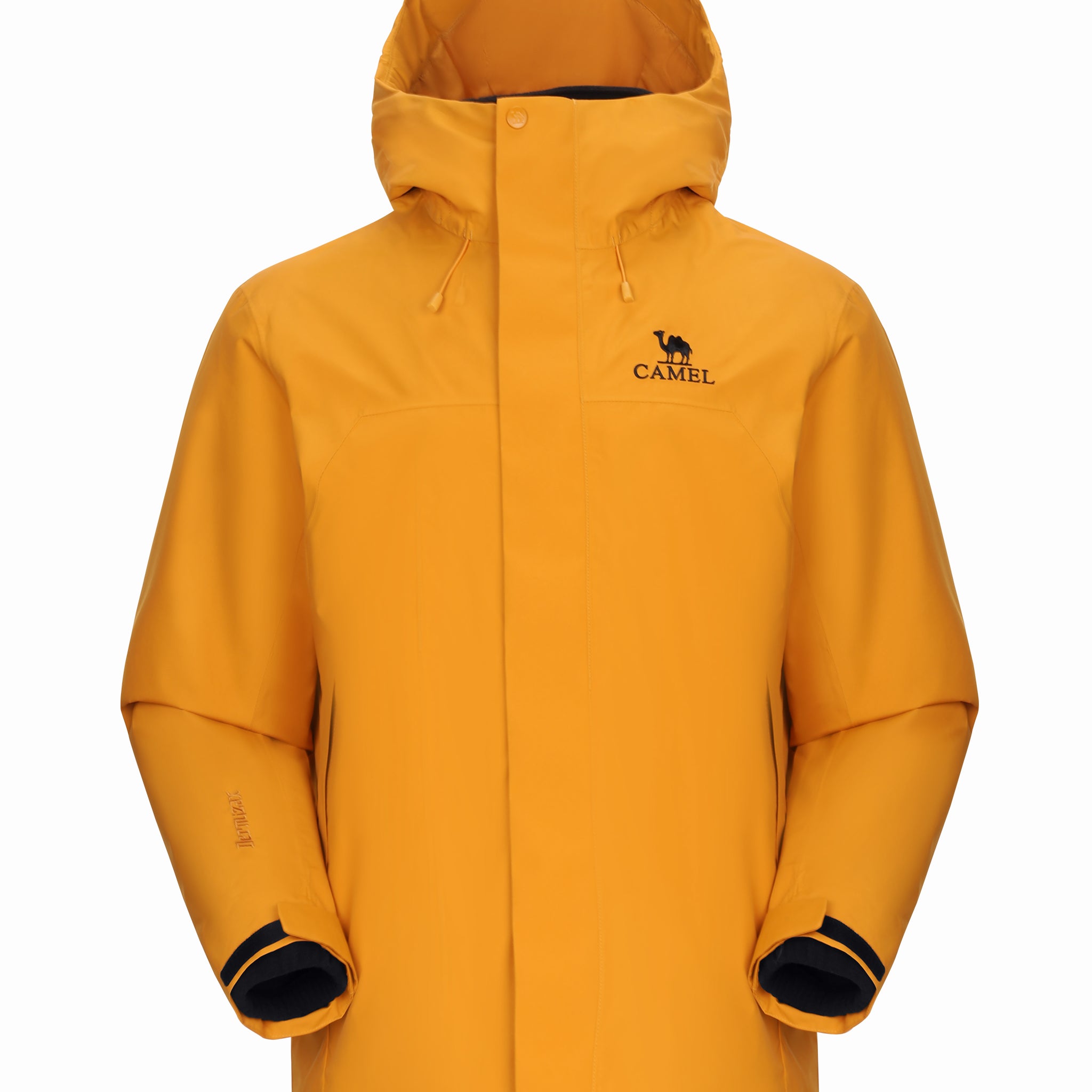 Camel Men’s Arctic Sentinel Elite Toray Dermizax® 3-in-1 Jacket in orange color, windproof coat with far-infrared fleece