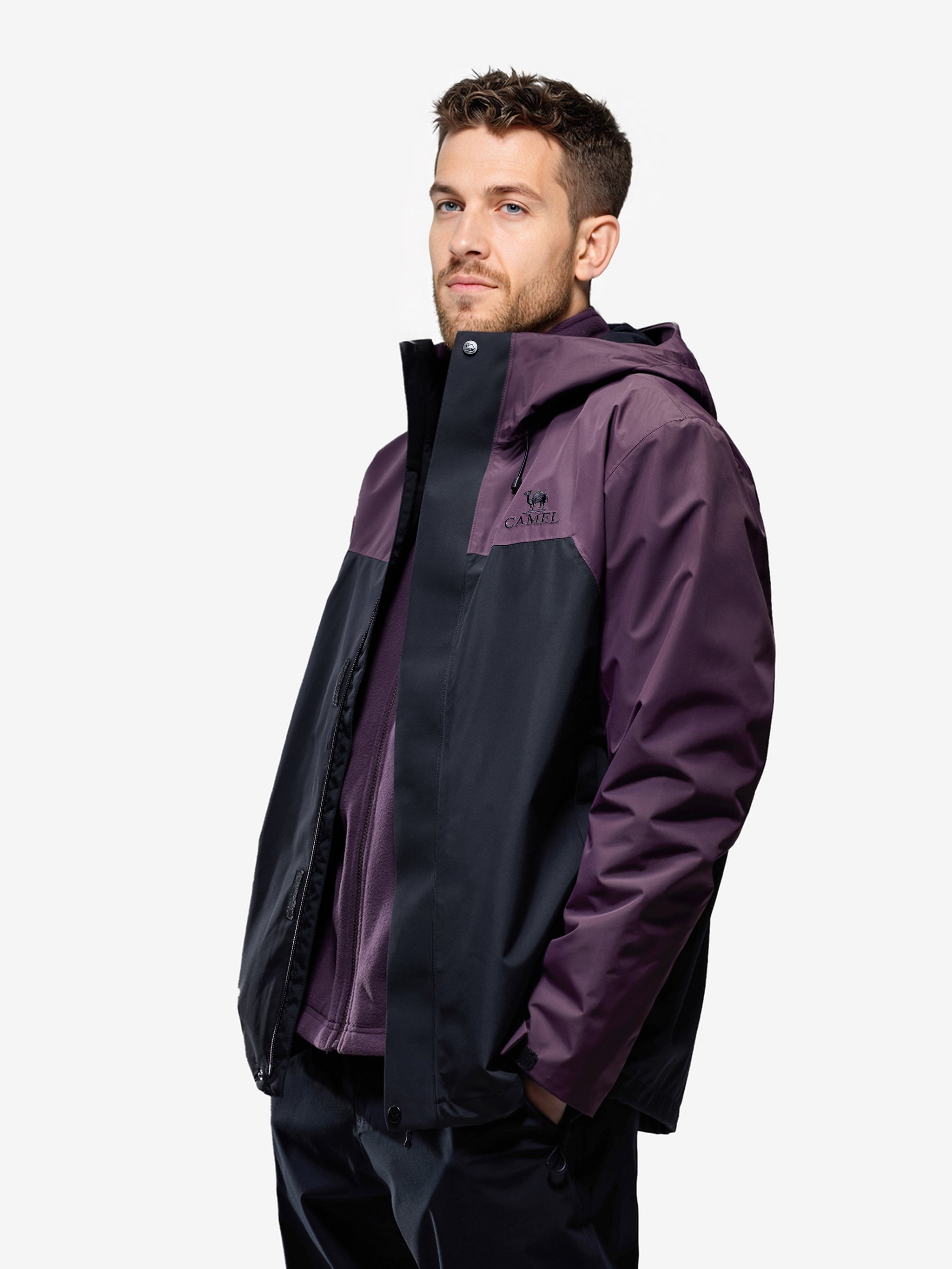 Side view of Camel Men’s Arctic Sentinel Elite Toray Dermizax® 3-in-1 Jacket windproof coat with far-infrared fleece