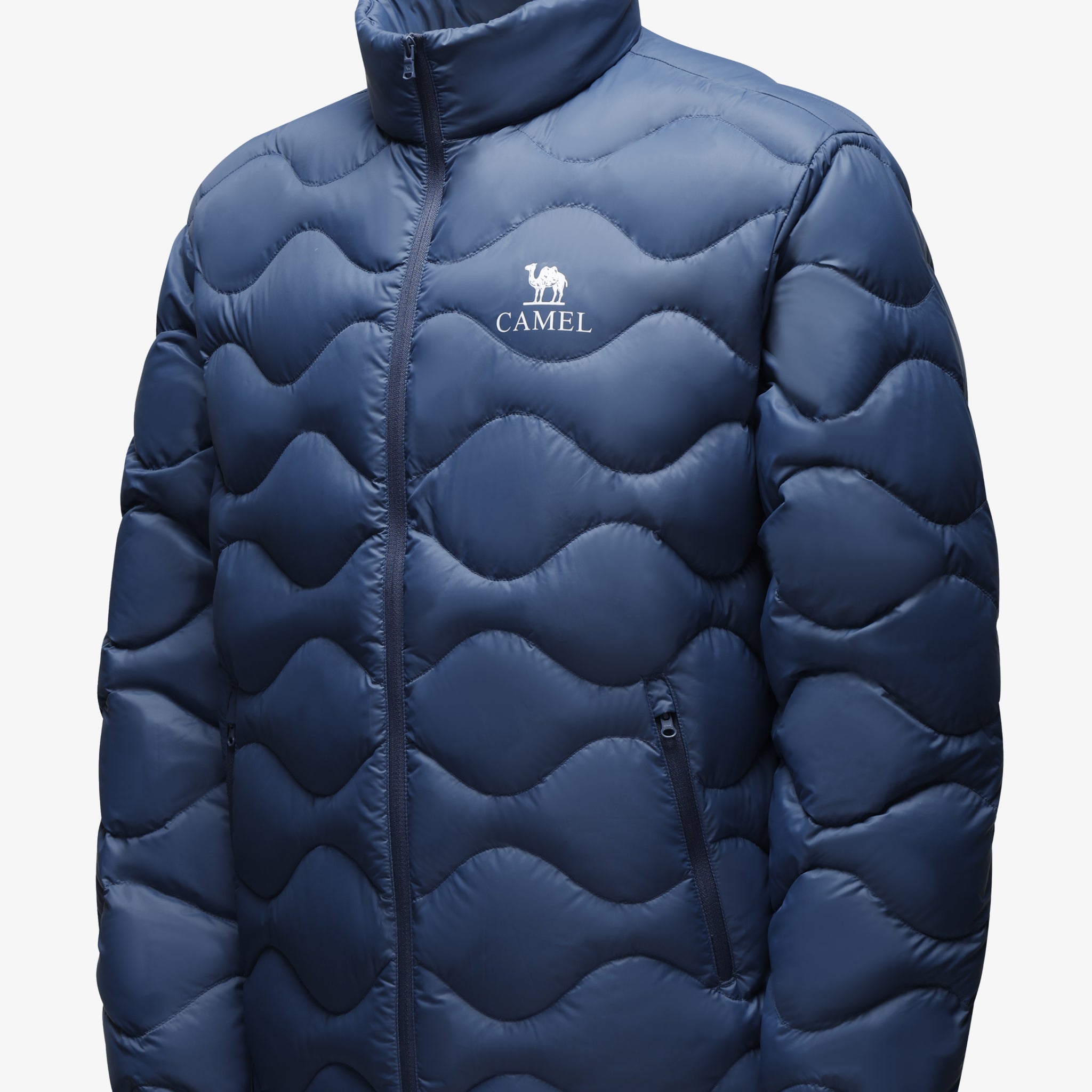 Camel Men's Lite RDS Down Jacket in blue color, warm lightweight down jacket with RDS duck down for city and outdoor wear