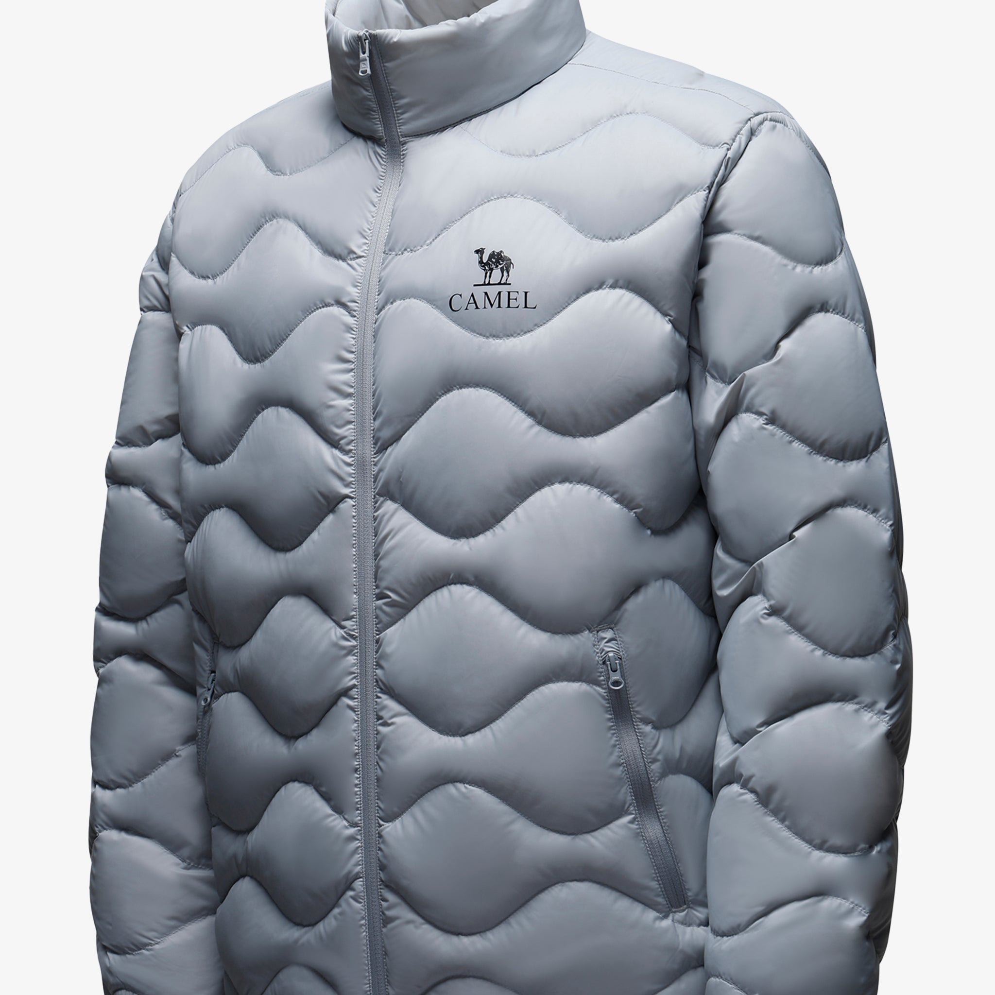 Camel Men's Lite RDS Down Jacket in gray color, warm lightweight down jacket with RDS duck down for city and outdoor wear