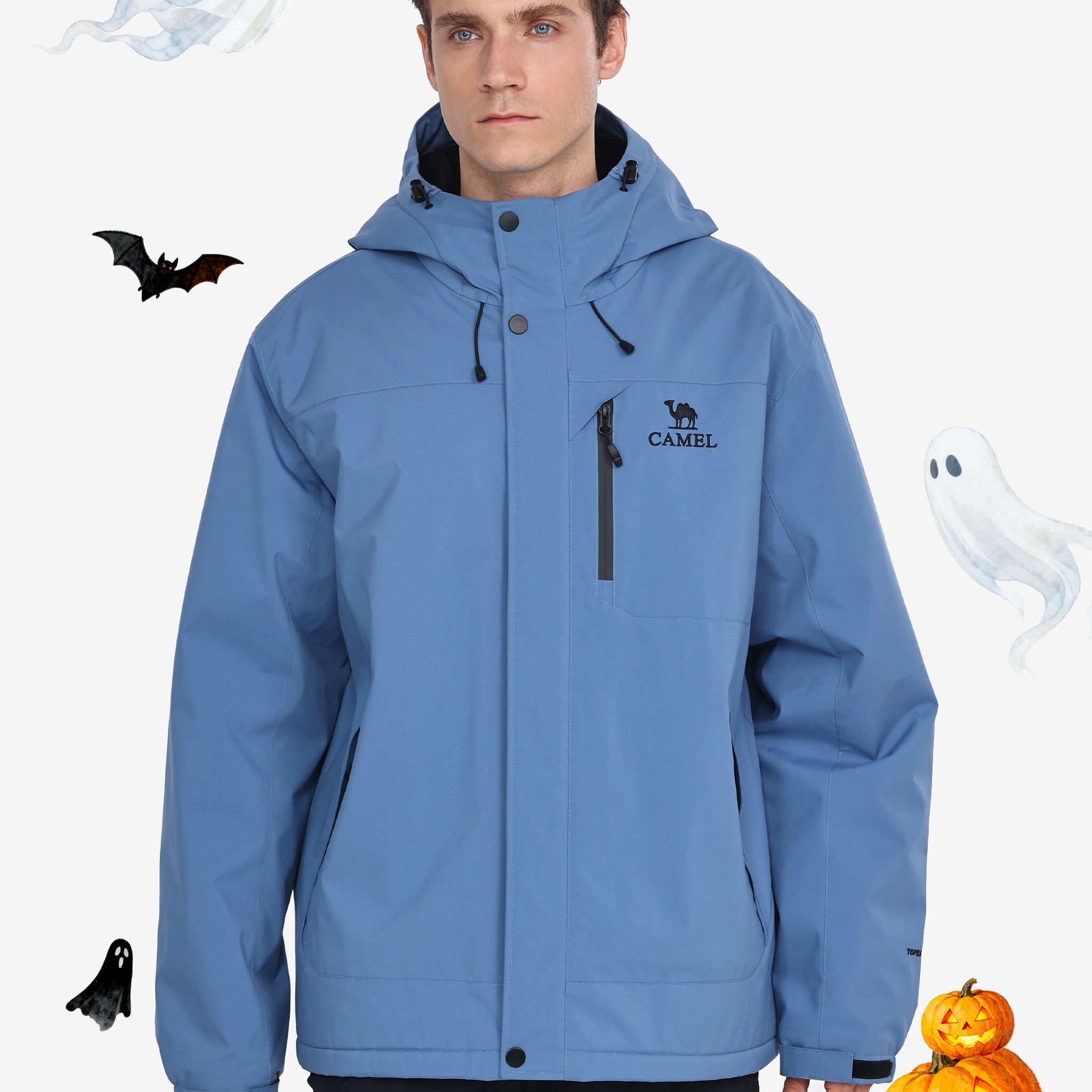 Front view of Camel Men’s Urban Edge TOPEAK-TEX® Insulated Jacket, wool lining, and rugged build for winter adventures.
