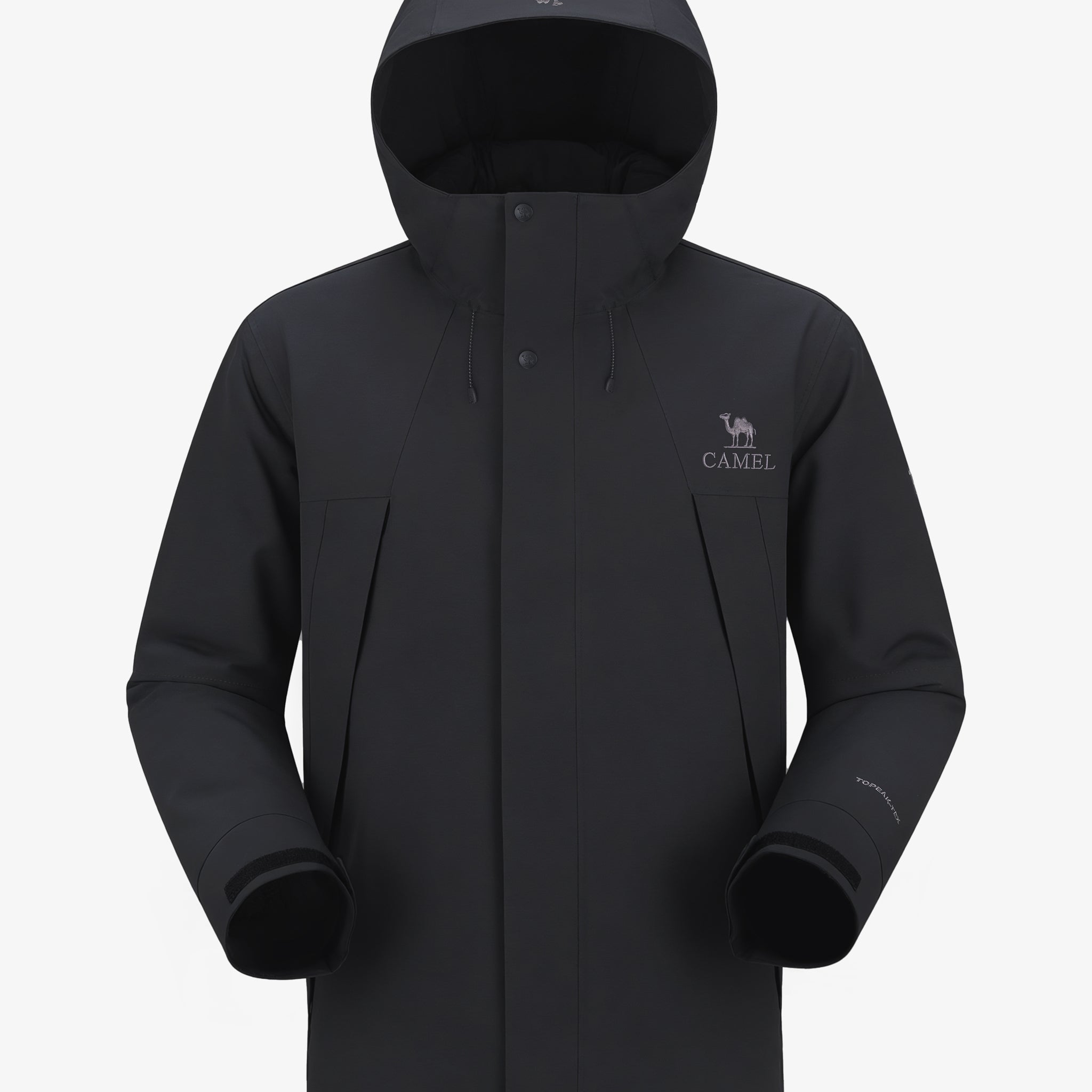 Camel Men’s Interstellar Traverse TOPEAK-TEX® Shell Jacket in black color, designed for trail, urban use with adjustable fit