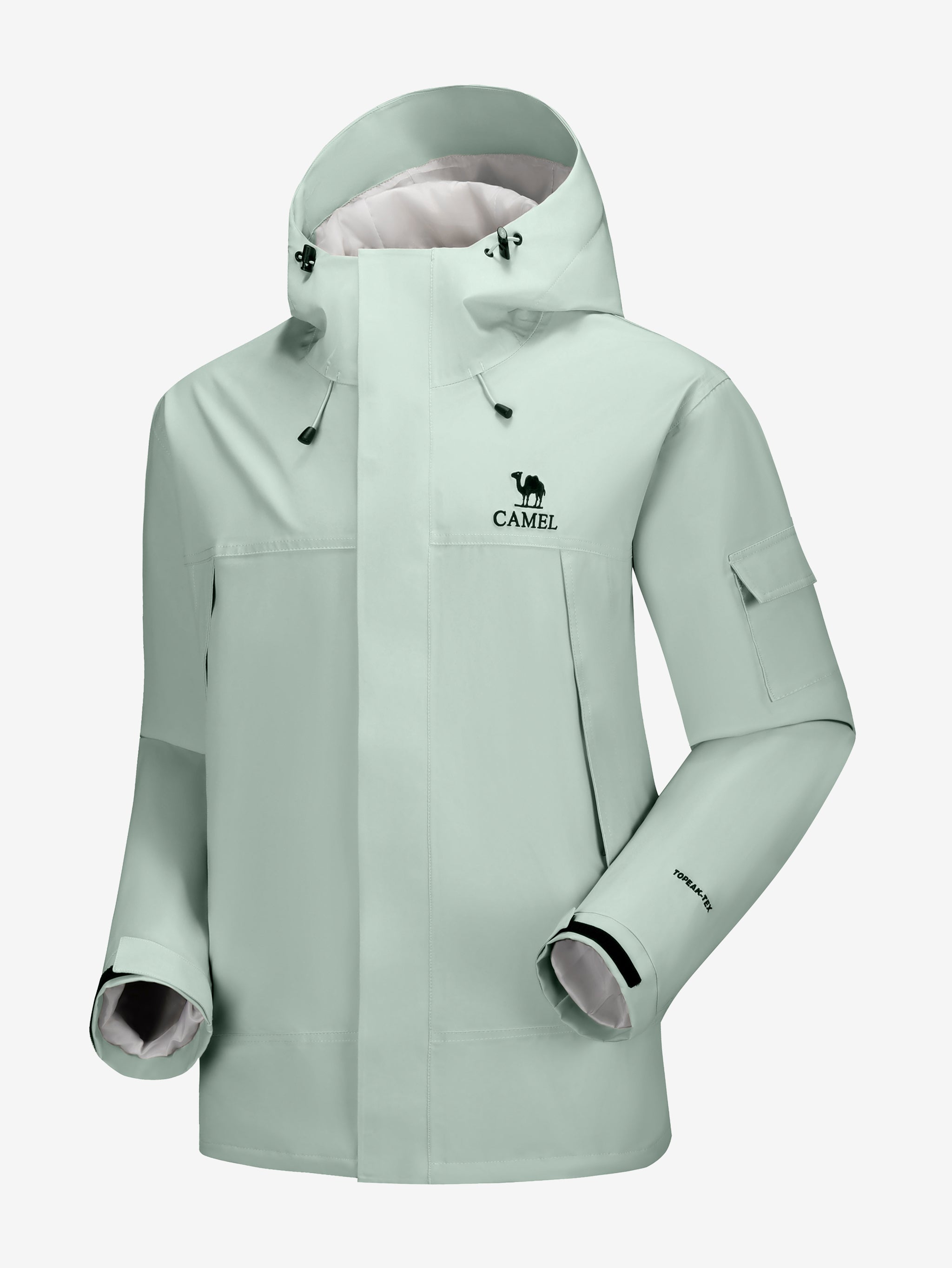 Camel Men’s Interstellar Traverse TOPEAK-TEX® Shell Jacket in mint color, waterproof, breathable and windproof for hiking