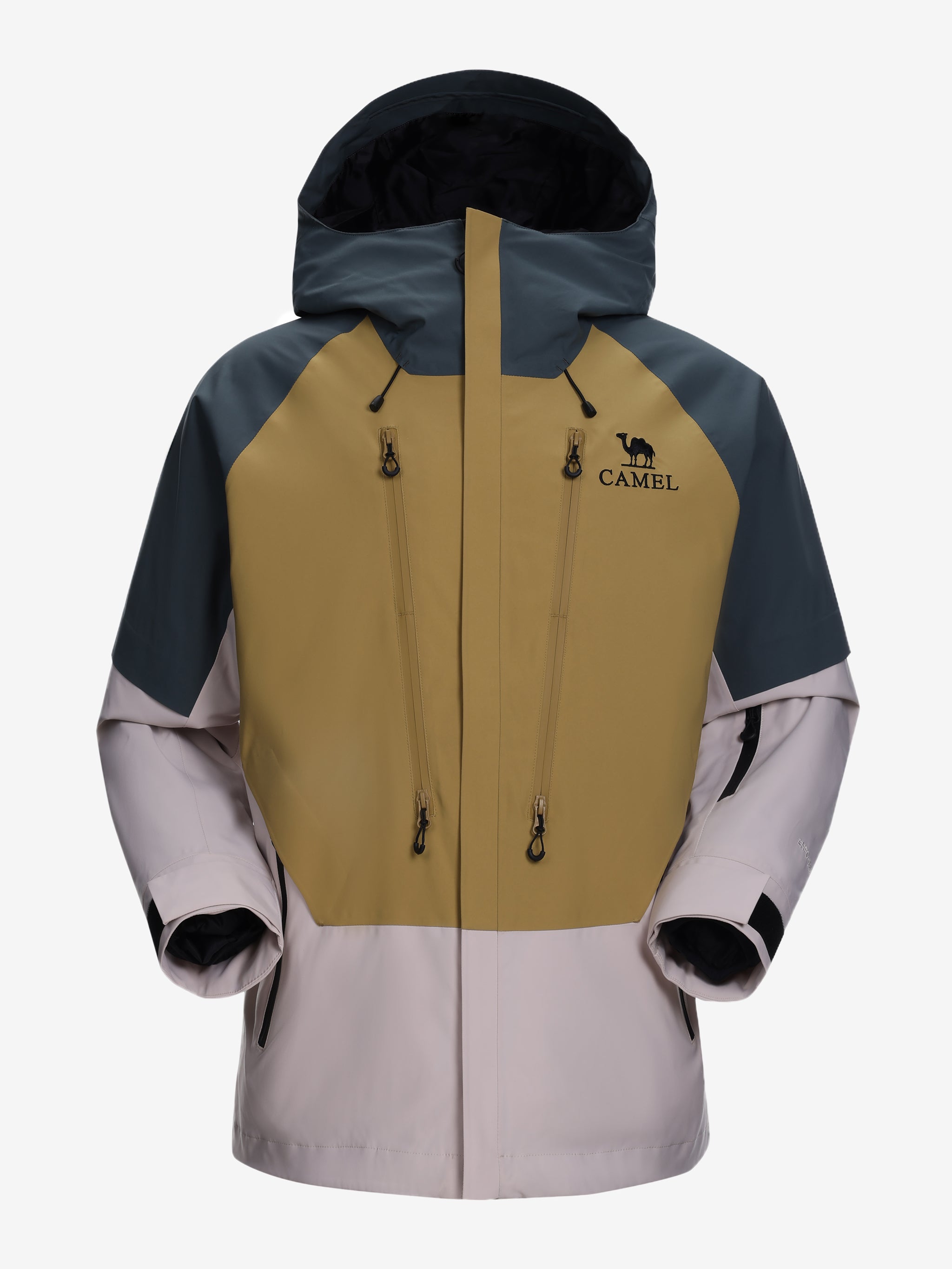 Camel NR99 Arctic Sentinel Elite Jacket in color green, yellow and ivory, waterproof for alpine skiing and mountaineering
