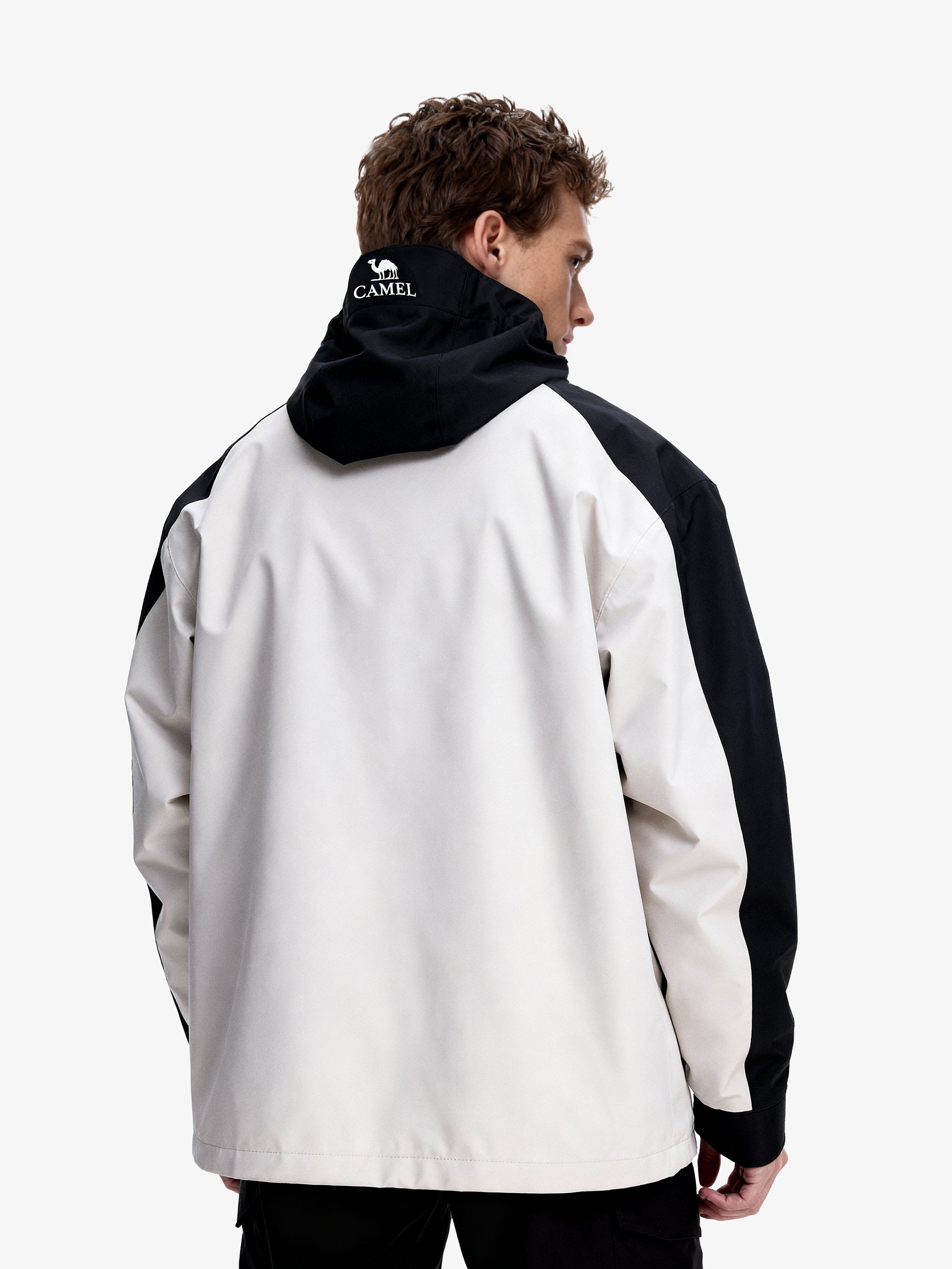 Back view of Camel Arctic Sentinel Elite Sorona® 3-in-1 Jacket, extreme waterproof shell, eco fleece liner for outdoors