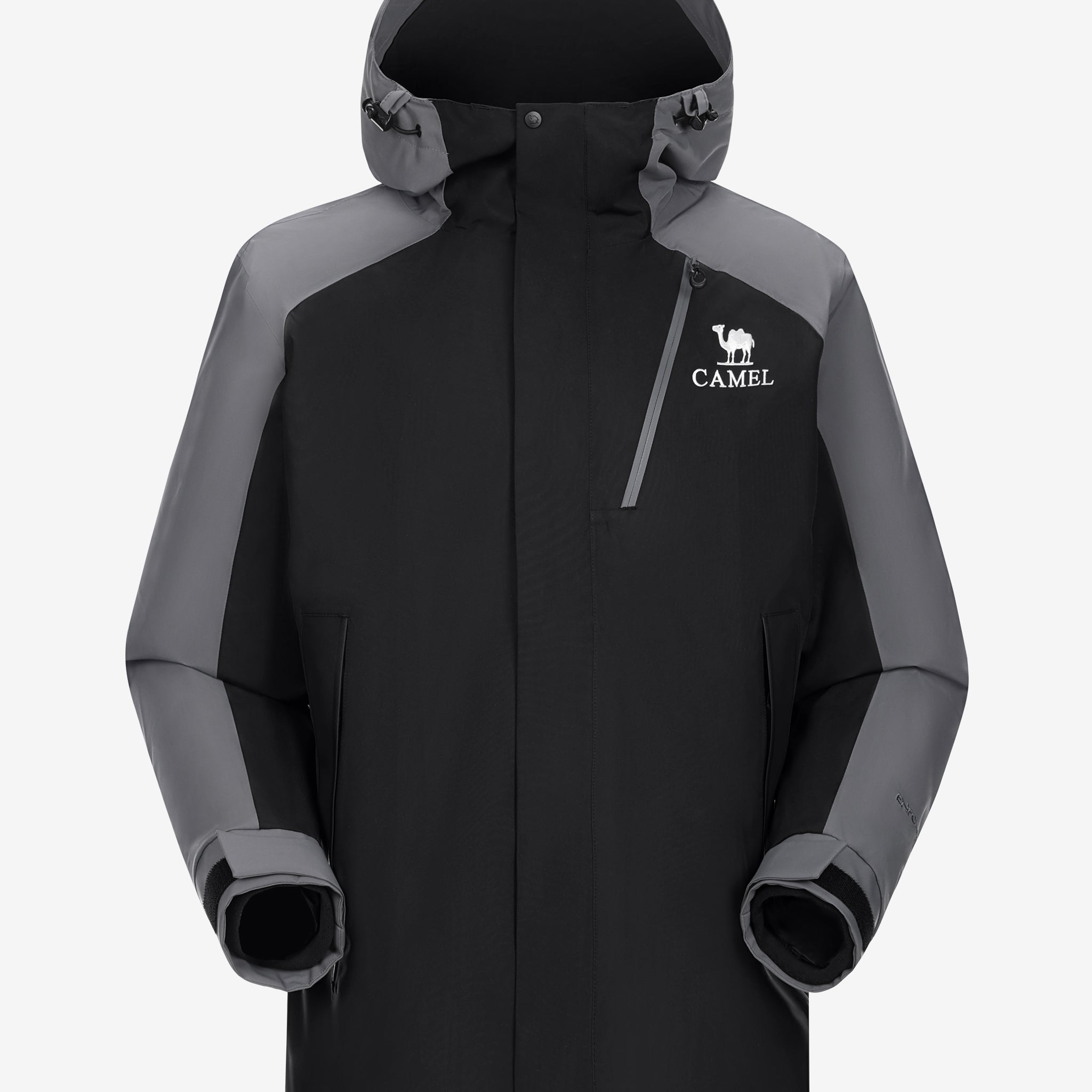 Camel Arctic Sentinel Elite Sorona® 3-in-1 Jacket in black & gray, extreme waterproof shell, eco fleece liner for outdoors