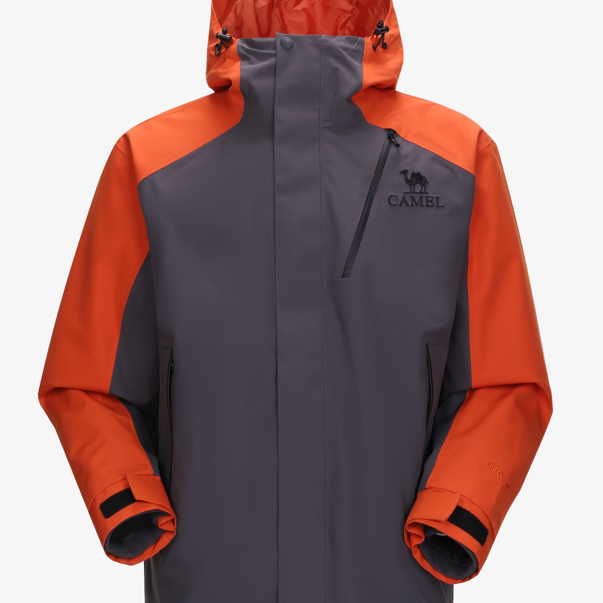 Camel Arctic Sentinel Elite Sorona® 3-in-1 Jacket in gray & orange, extreme waterproof shell, eco fleece liner for outdoors
