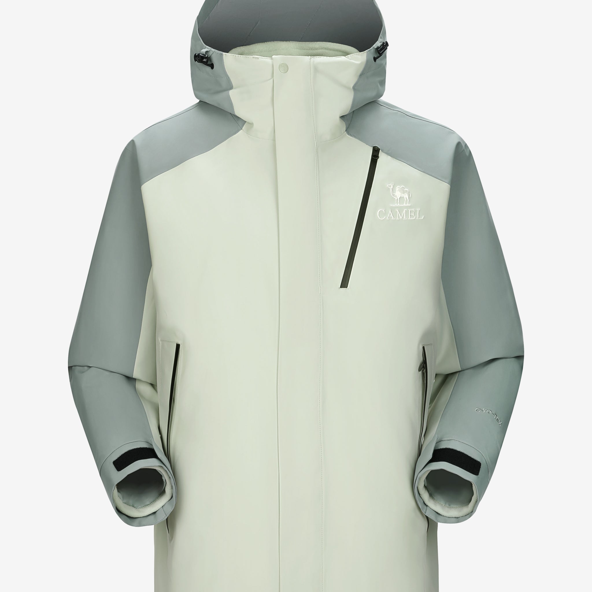 Camel Arctic Sentinel Elite 3-in-1 Jacket in green color, extreme waterproof shell, eco Sorona® fleece liner for outdoors