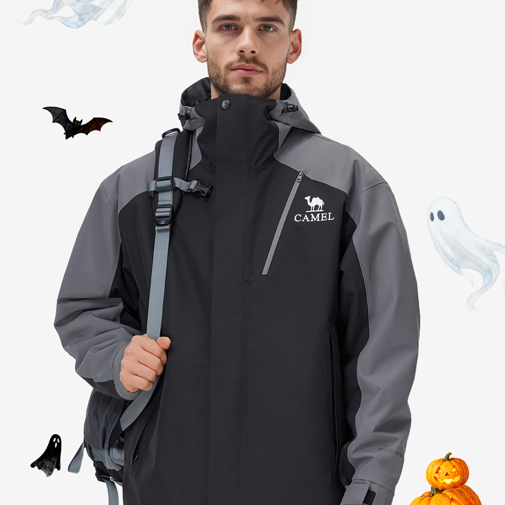 Front view of Camel Arctic Sentinel Elite 3-in-1 Jacket, extreme waterproof shell, eco Sorona® fleece liner for outdoors