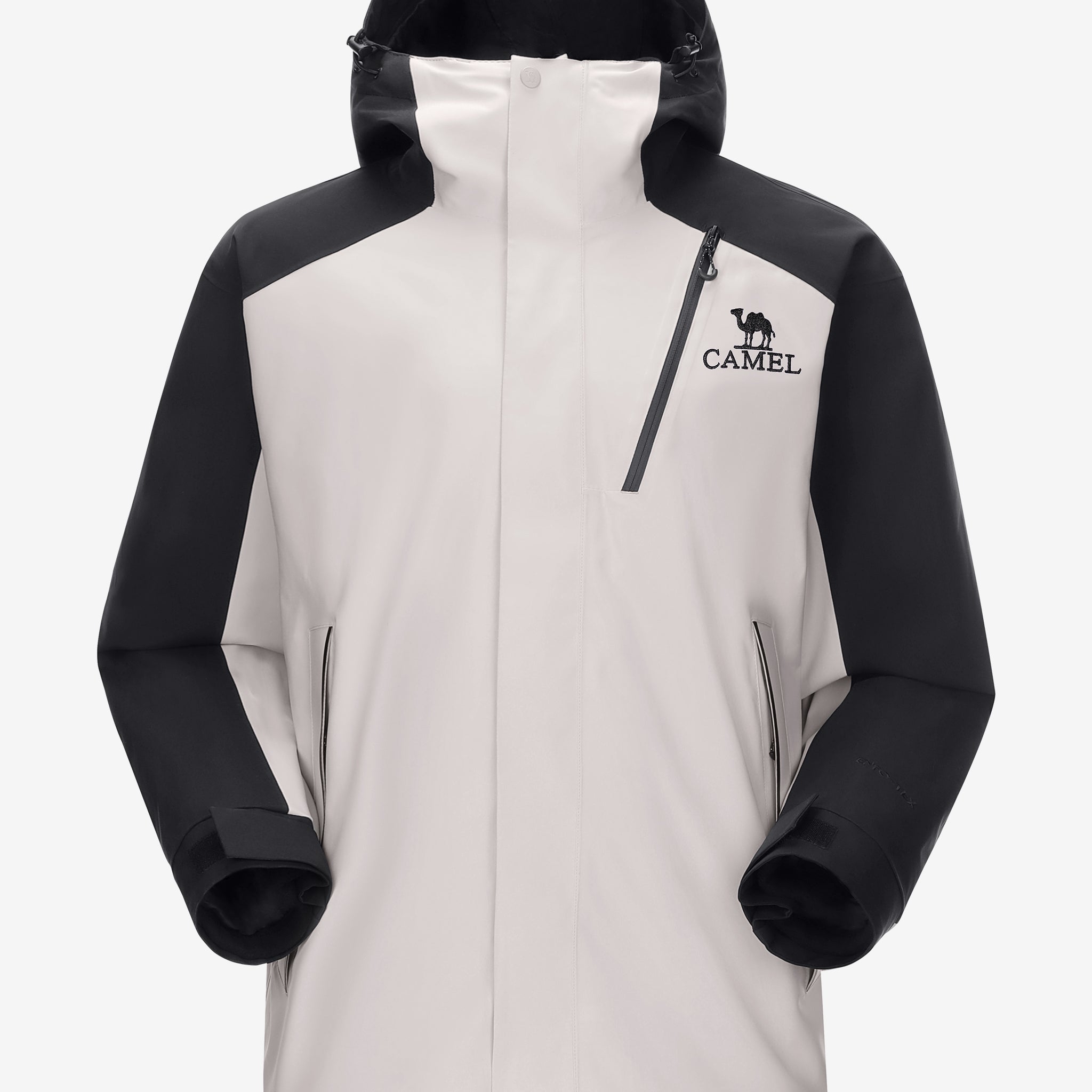 Camel Arctic Sentinel Elite 3-in-1 Jacket in black & gray color, extreme waterproof shell, eco Sorona® fleece liner for outdoors