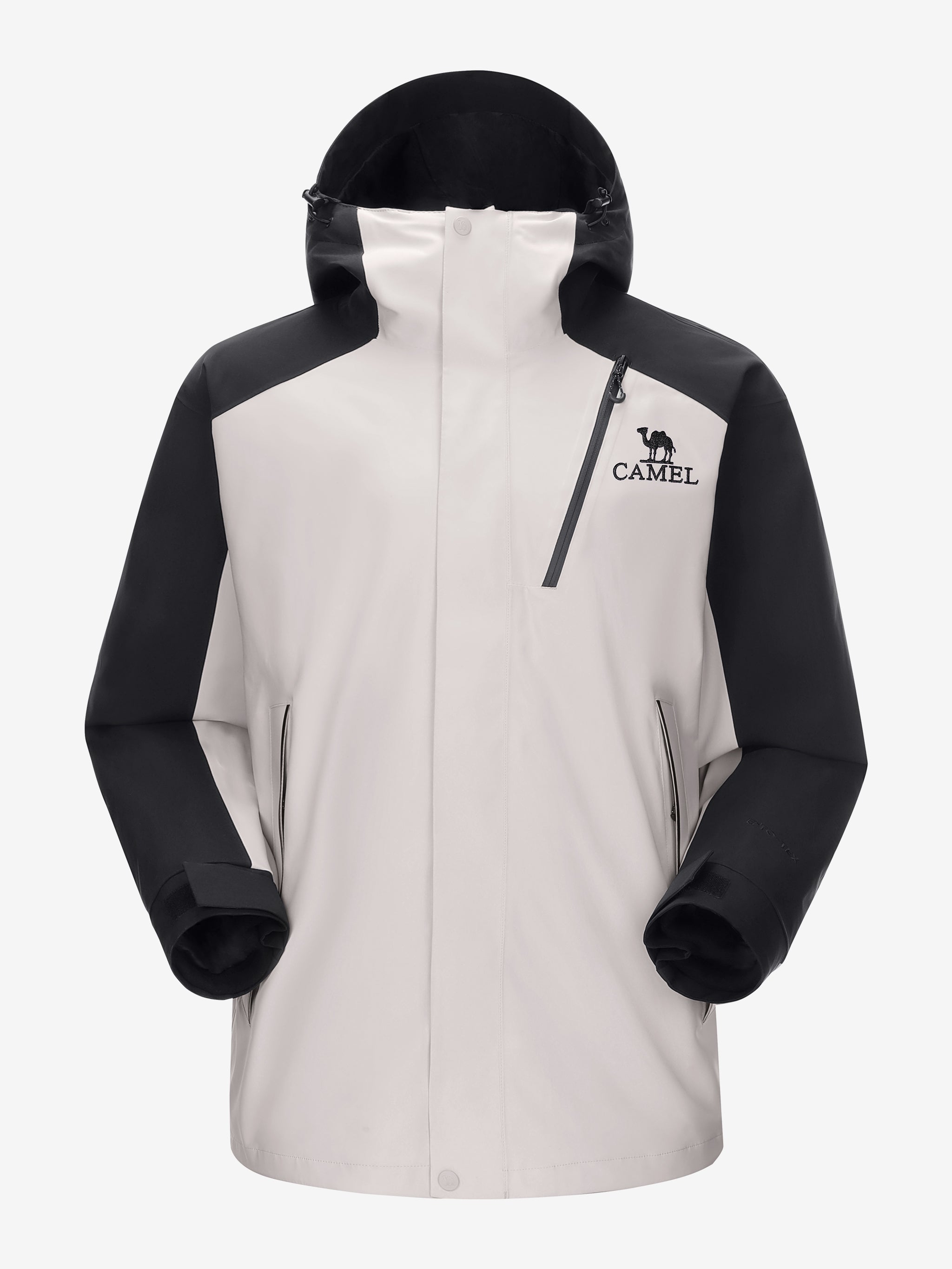 Camel Arctic Sentinel Elite 3-in-1 Jacket in black & gray color, extreme waterproof shell, eco Sorona® fleece liner for outdoors