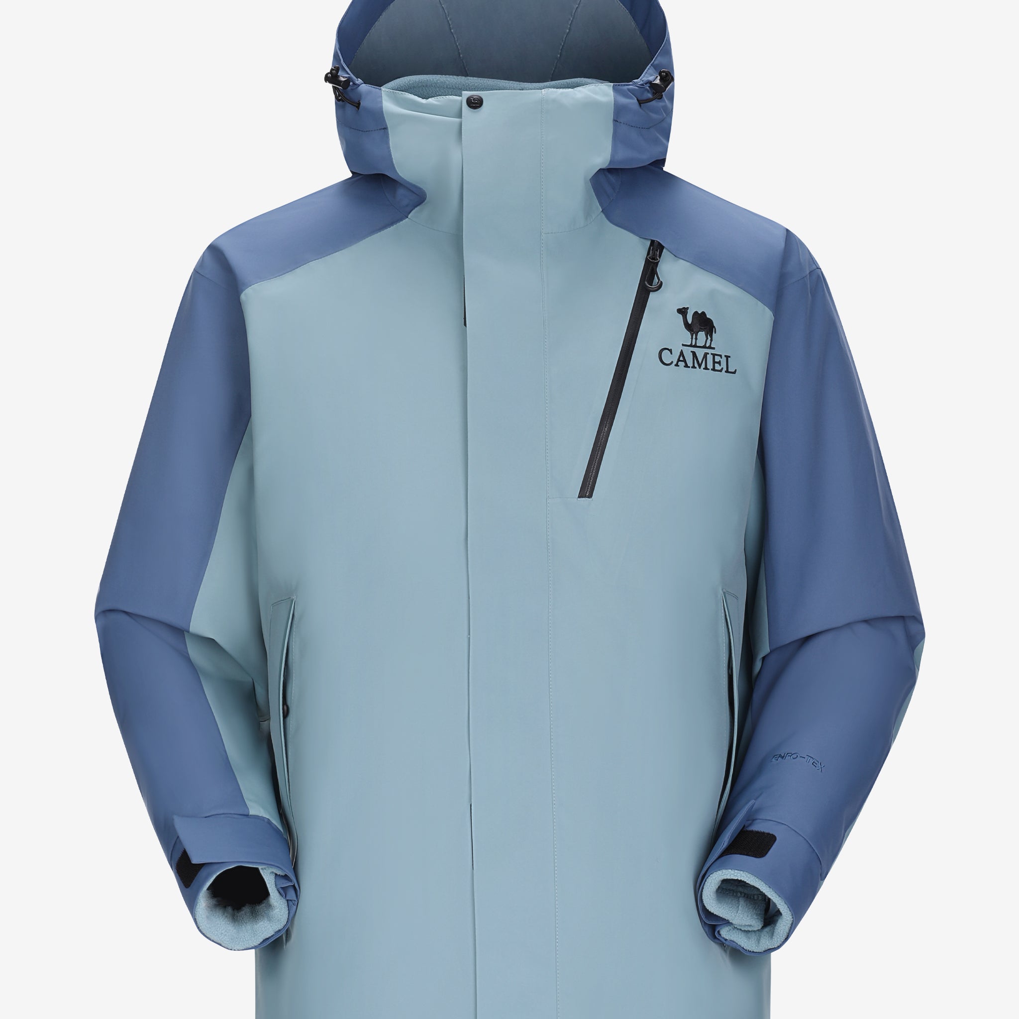 Camel Arctic Sentinel Elite 3-in-1 Jacket in sky blue color, extreme waterproof shell, eco Sorona® fleece liner for outdoors