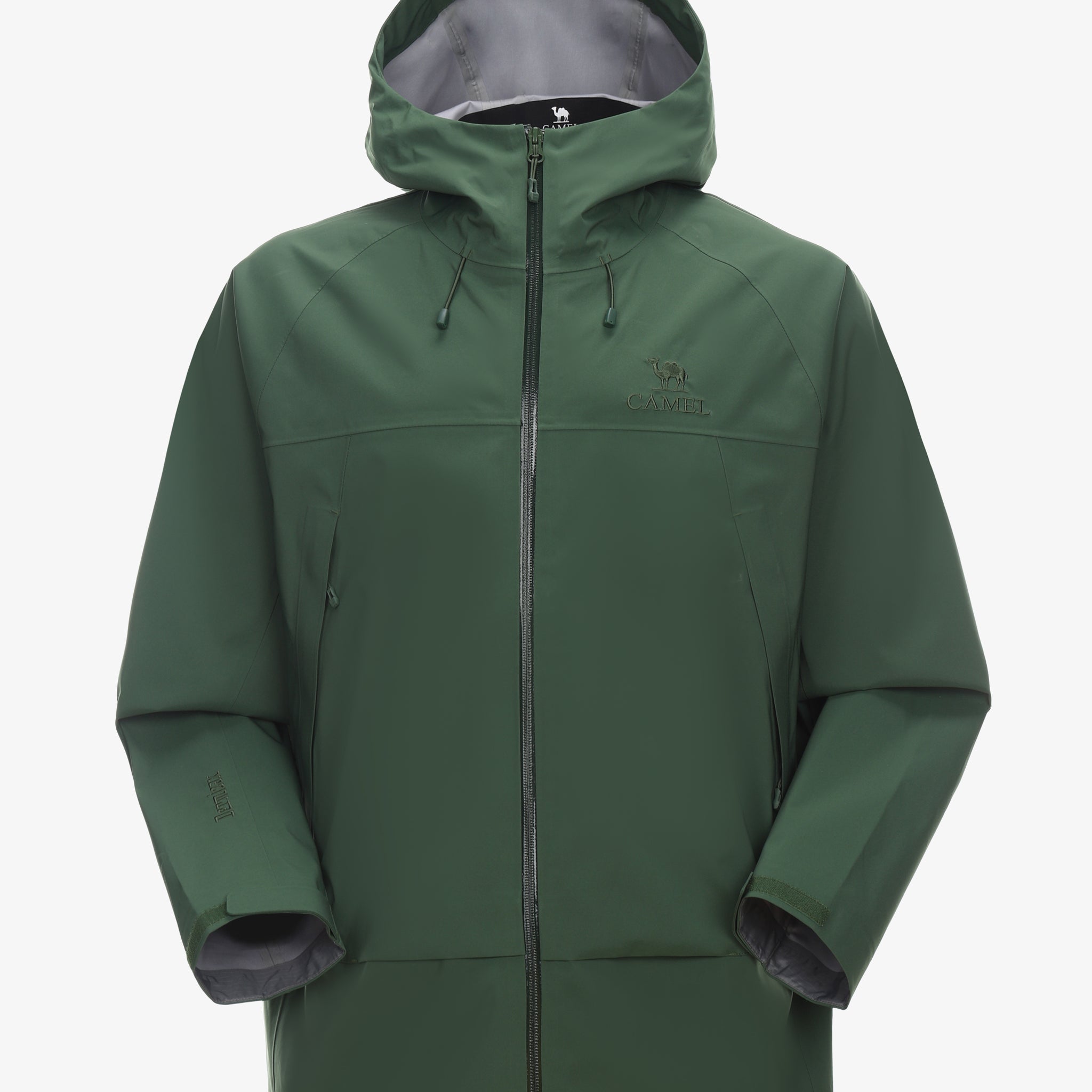 Camel Interstellar Traverse Toray Dermizax® Hardshell Jacket in green color, featuring 3-layer construction for alpine use