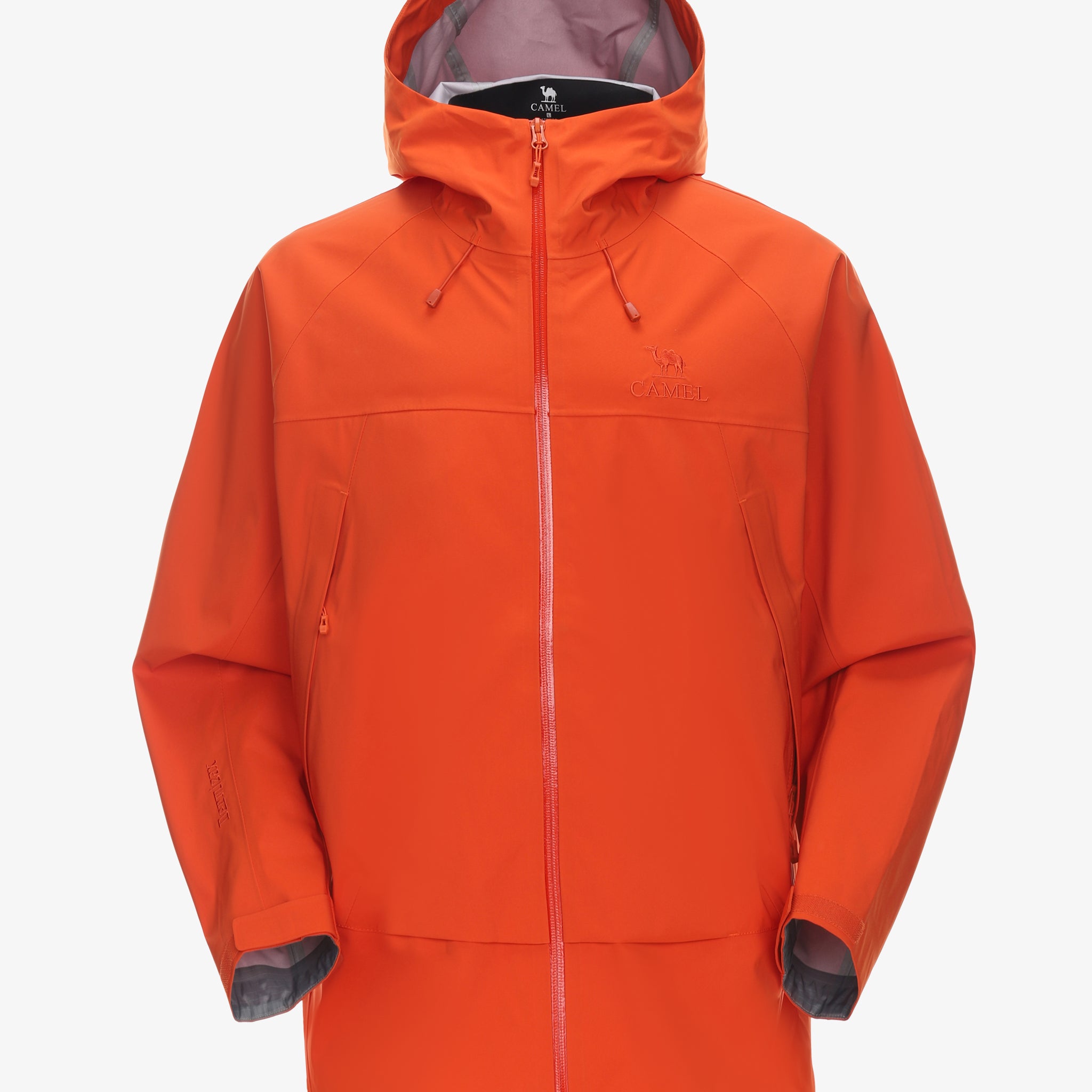 Camel Interstellar Traverse Toray Dermizax® Hardshell Jacket in orange color, featuring 3-layer construction for alpine use