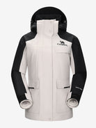 Camel Women’s 3-in-1 Arctic Sentinel Elite Jacket in color ivory & black, keep warmth and waterproof shell for city and trail