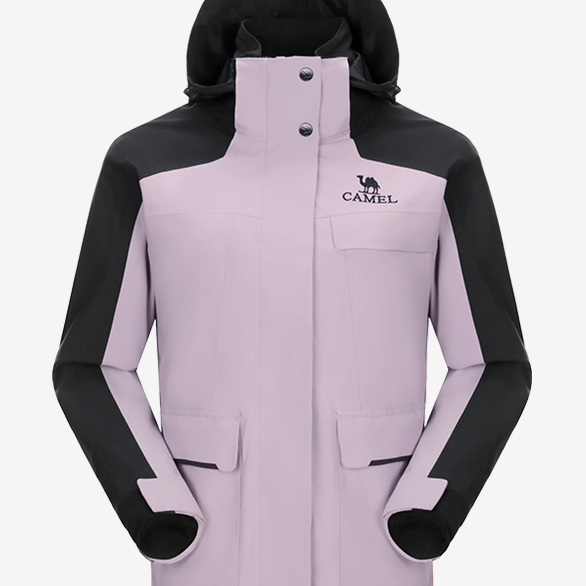 Camel Women’s 3-in-1 Arctic Sentinel Elite Jacket in color purple & black, keep warmth and waterproof shell for city and trail