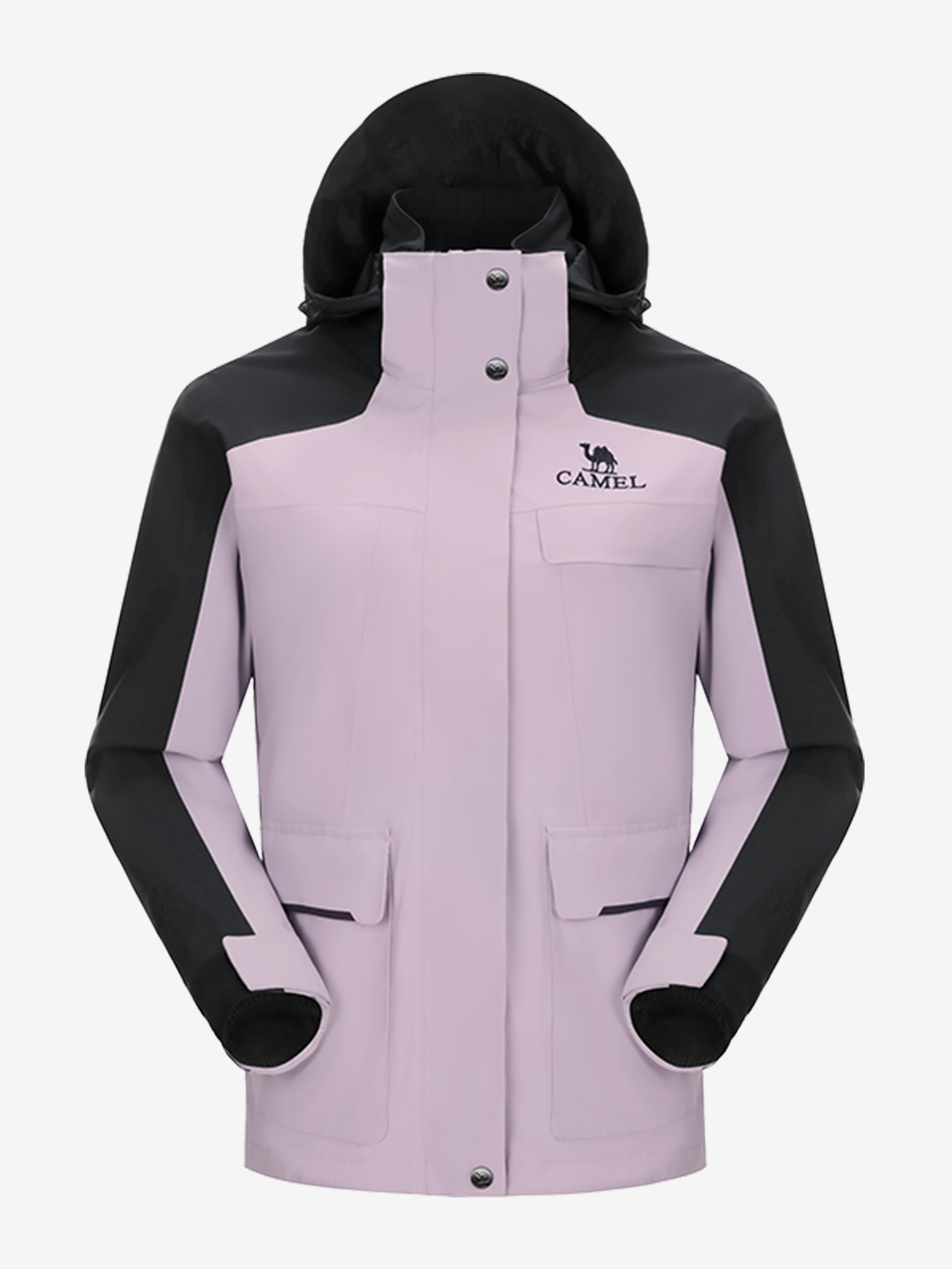 Camel Women’s 3-in-1 Arctic Sentinel Elite Jacket in color purple & black, keep warmth and waterproof shell for city and trail
