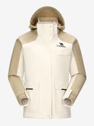 Camel Women’s 3-in-1 Arctic Sentinel Elite Jacket in color white & khaki, keep warmth and waterproof shell for city and trail