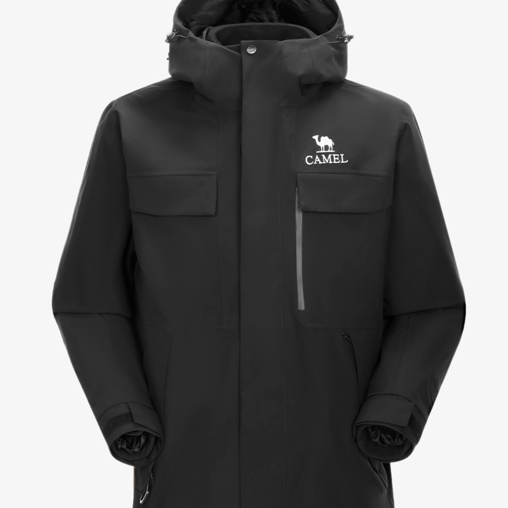 Camel Women’s Arctic Sentinel Paneled 3-in-1 Jacket in black color, built with waterproof outer shell and warm fleece liner