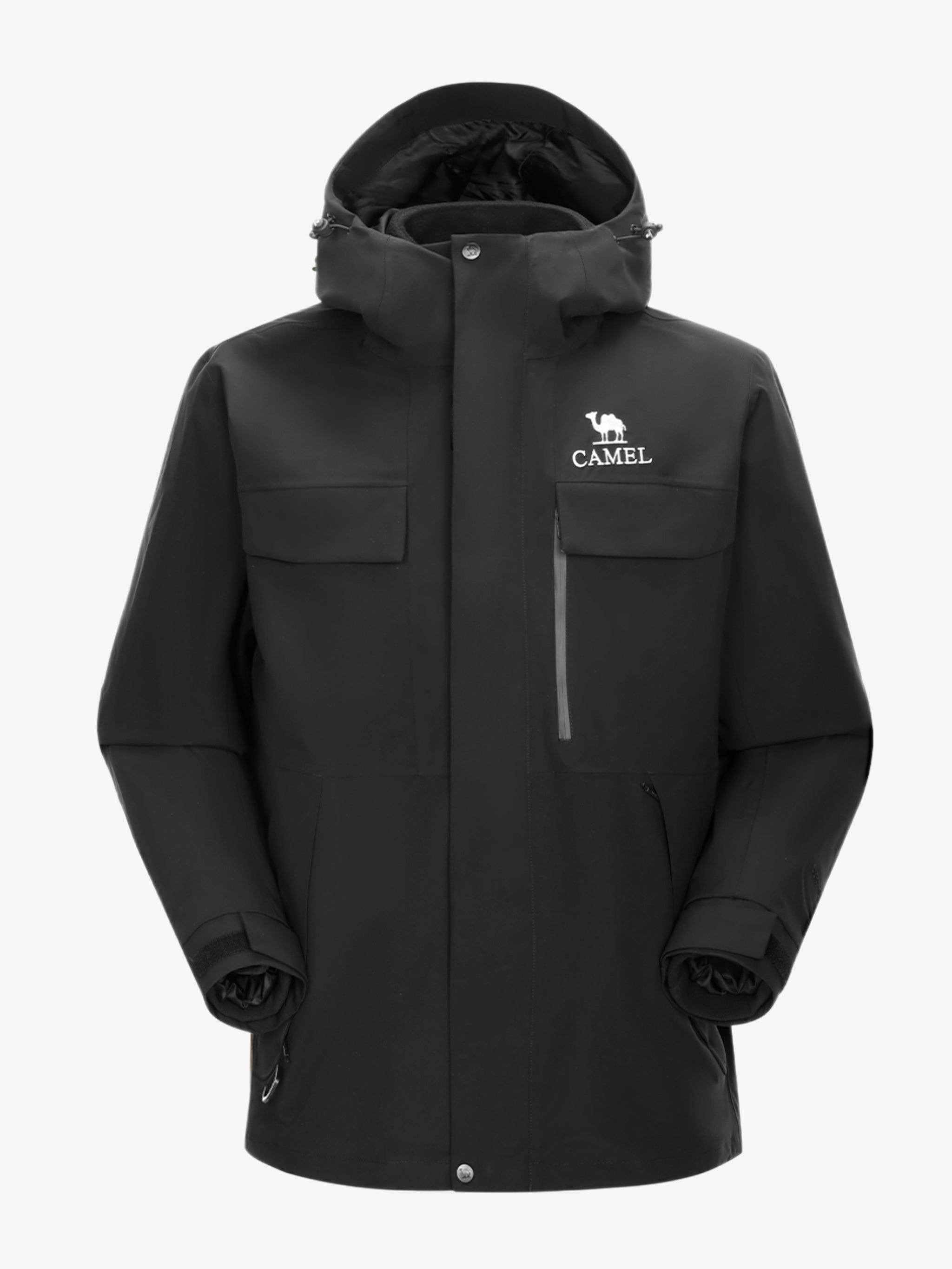 Camel Women’s Arctic Sentinel Paneled 3-in-1 Jacket in black color, built with waterproof outer shell and warm fleece liner
