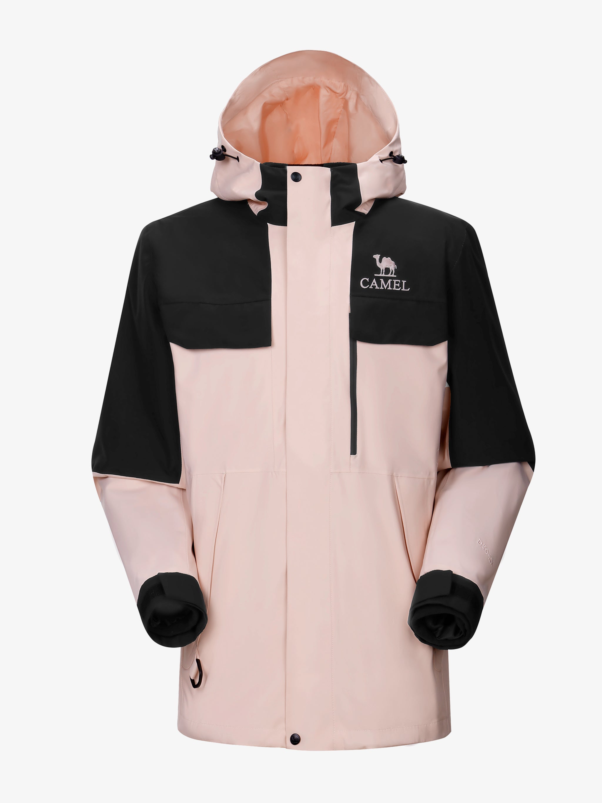 Camel Women’s Arctic Sentinel Paneled 3-in-1 Jacket in pink and black, built with waterproof outer shell and warm liner