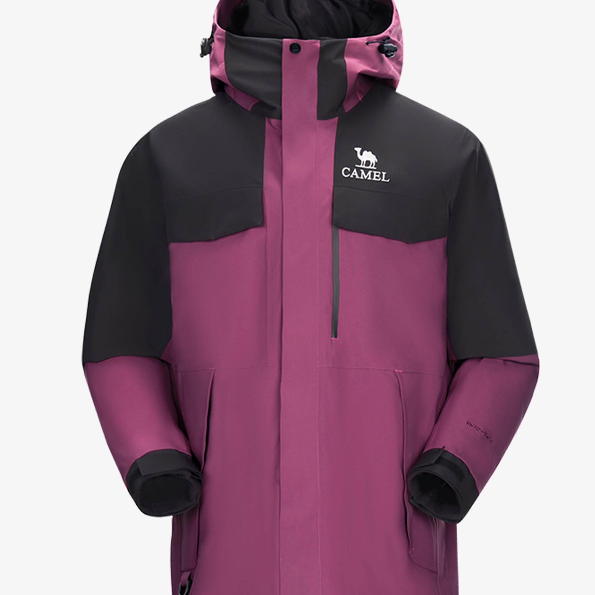 Camel Women’s Arctic Sentinel Paneled 3-in-1 Jacket in purple and black, built with waterproof outer shell and warm liner